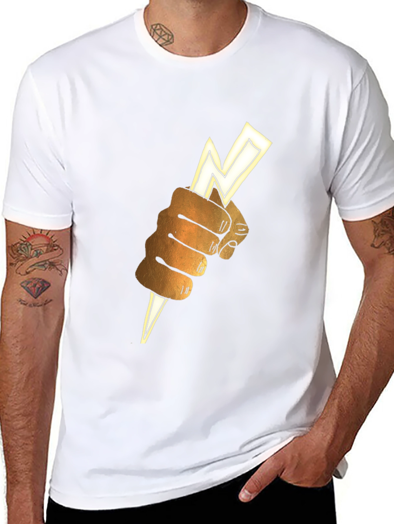 Black Lightning Bolt Fist Graphic Tee - Black view 8