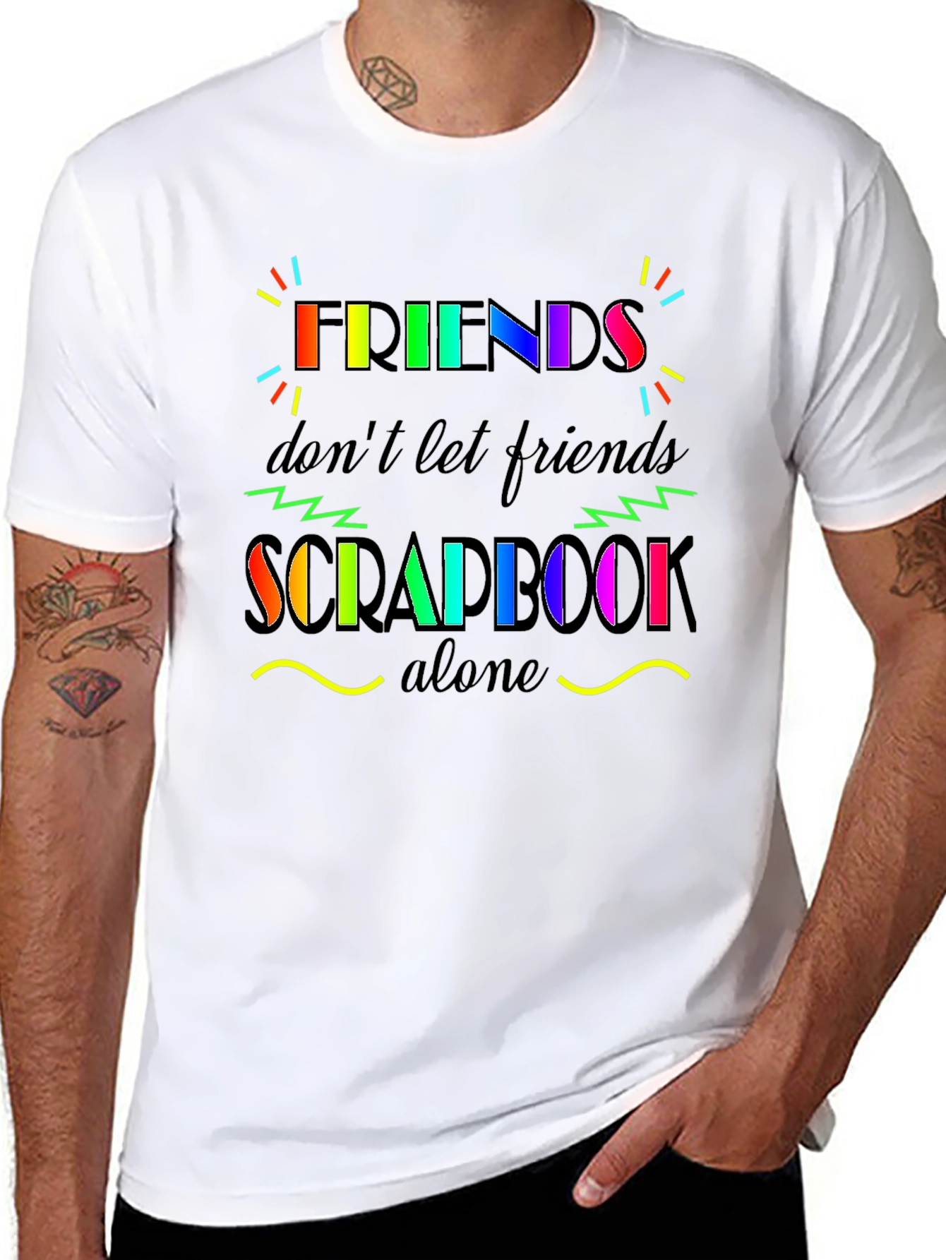 Black Friends Don't Let Friends Scrapbook Alone T-Shirt view 8