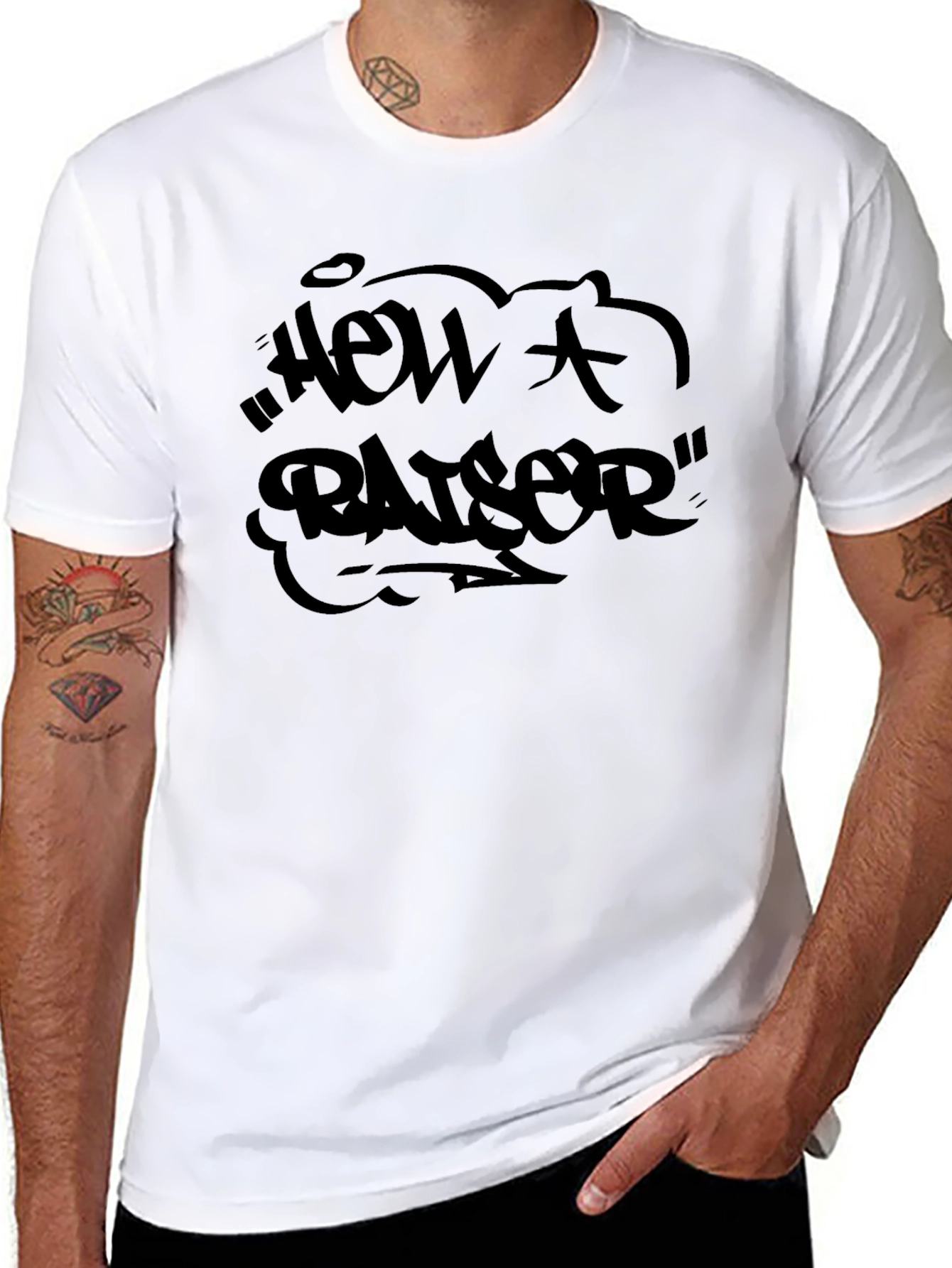 Black Men's Black "How A Raiser" Graphic T-Shirt view 8