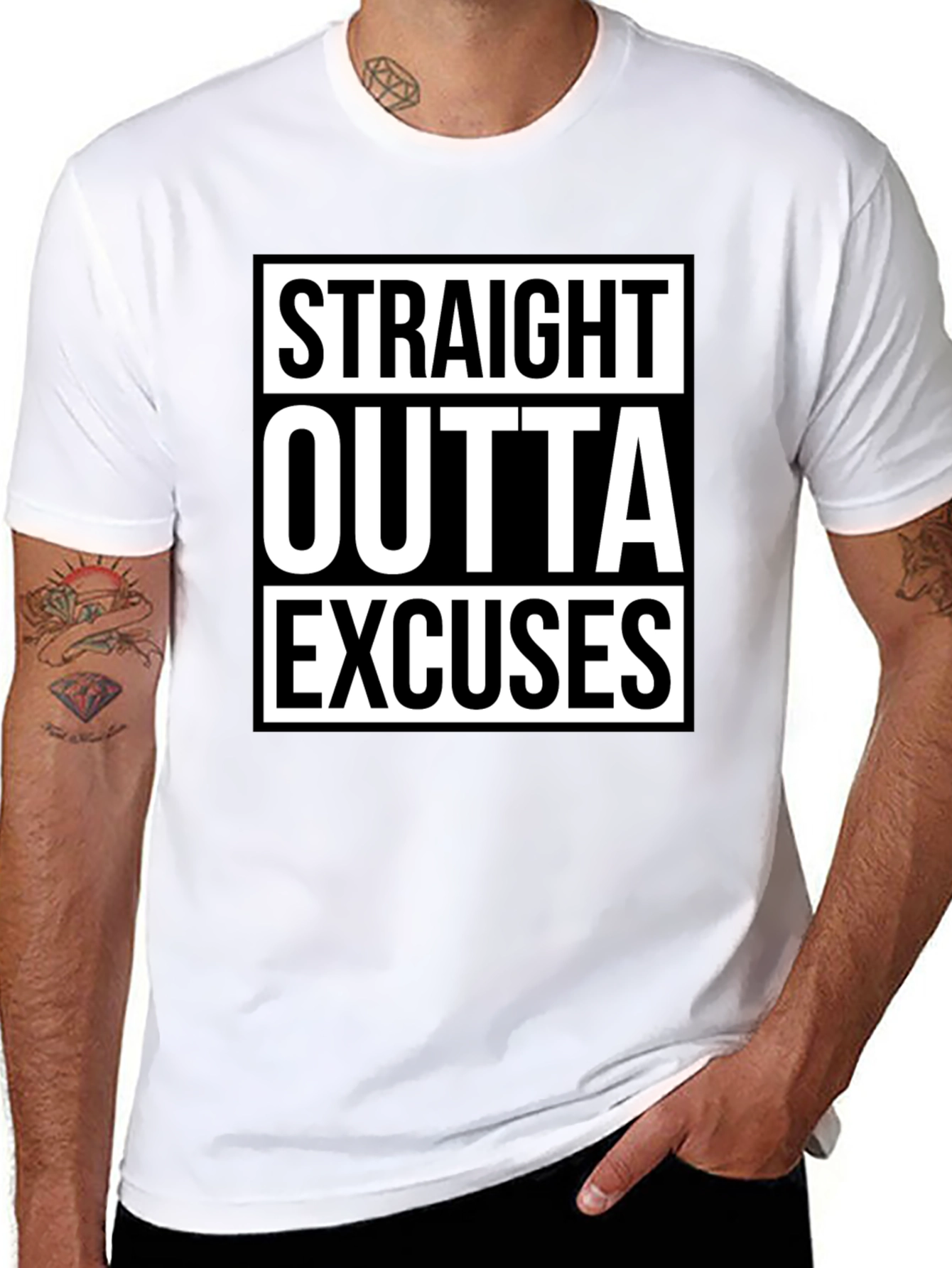 Black Straight Outta Excuses Black Graphic Tee view 8