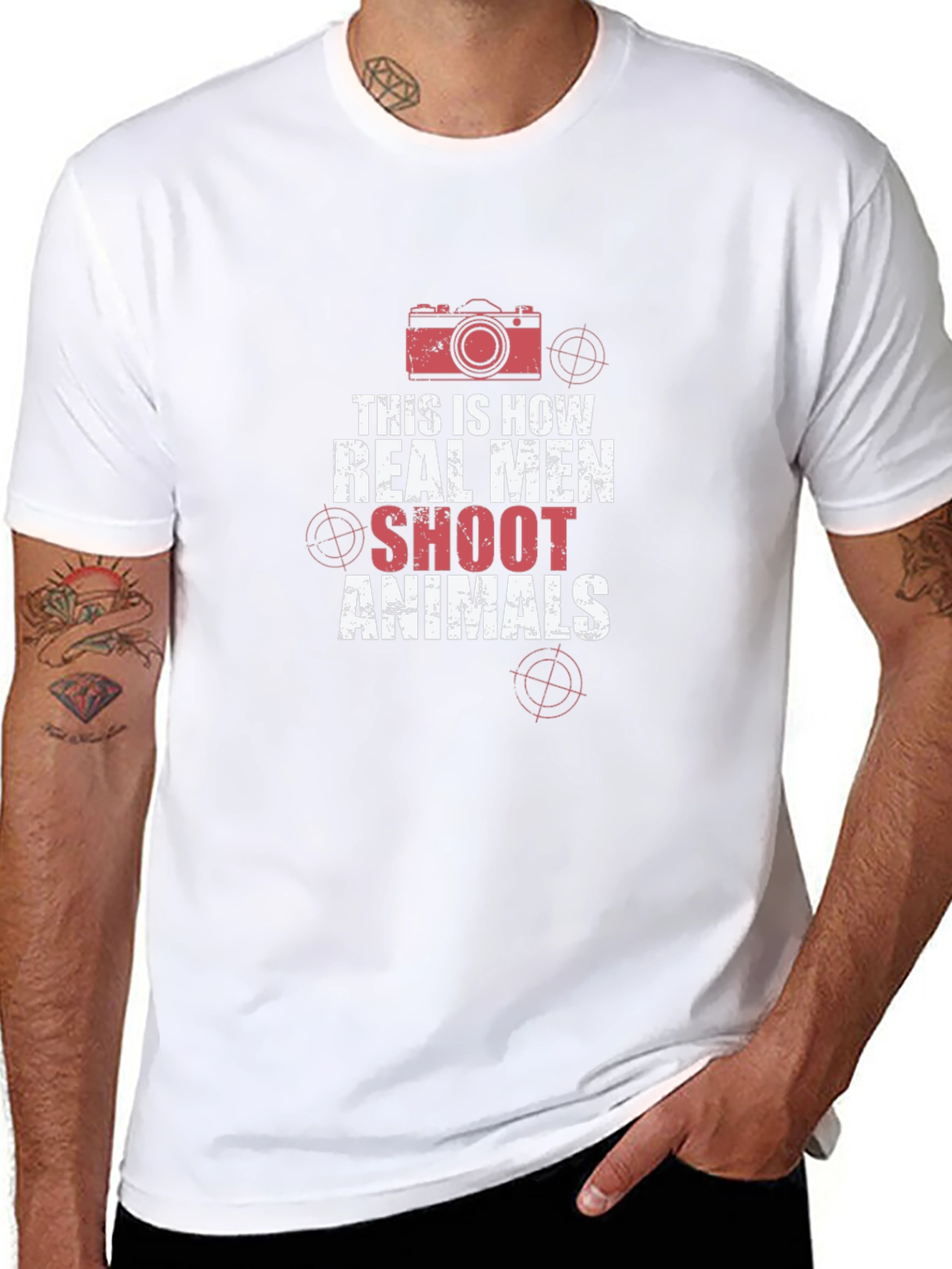 Black Real Men Shoot Animals T-Shirt Photography Humor view 8