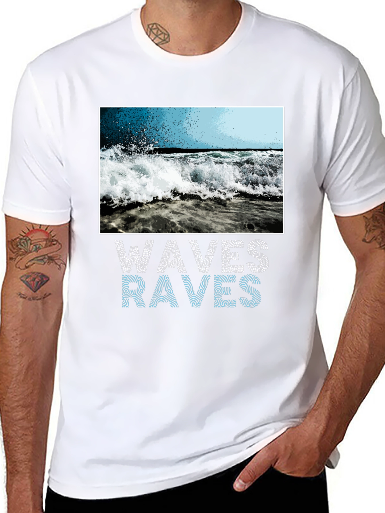 Black Waves Graphic T-Shirt - Ocean Lover view 8