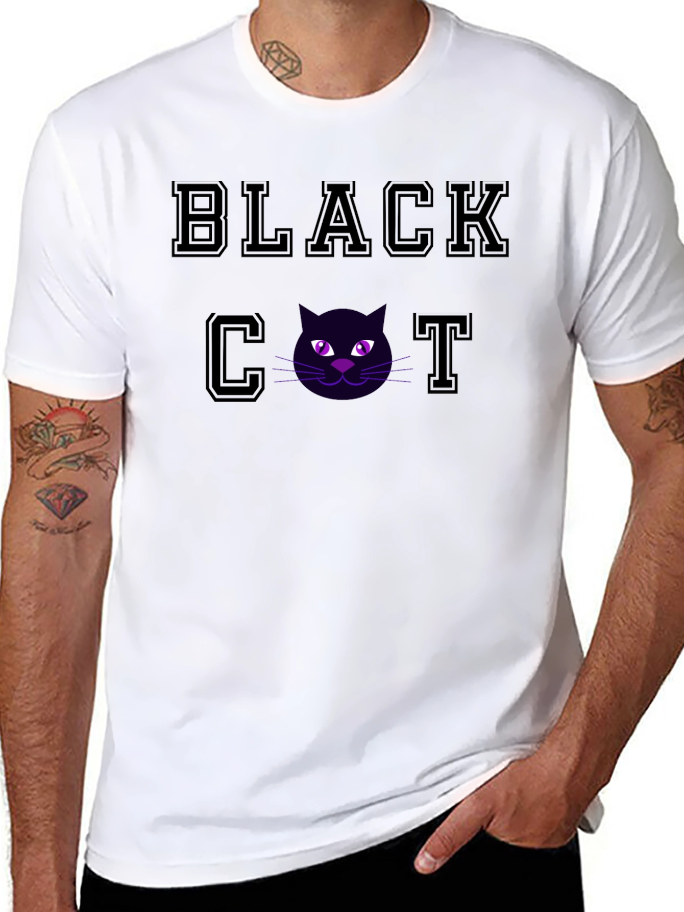 Black Black Cat Graphic T-Shirt - Soft Cotton Tee view 8