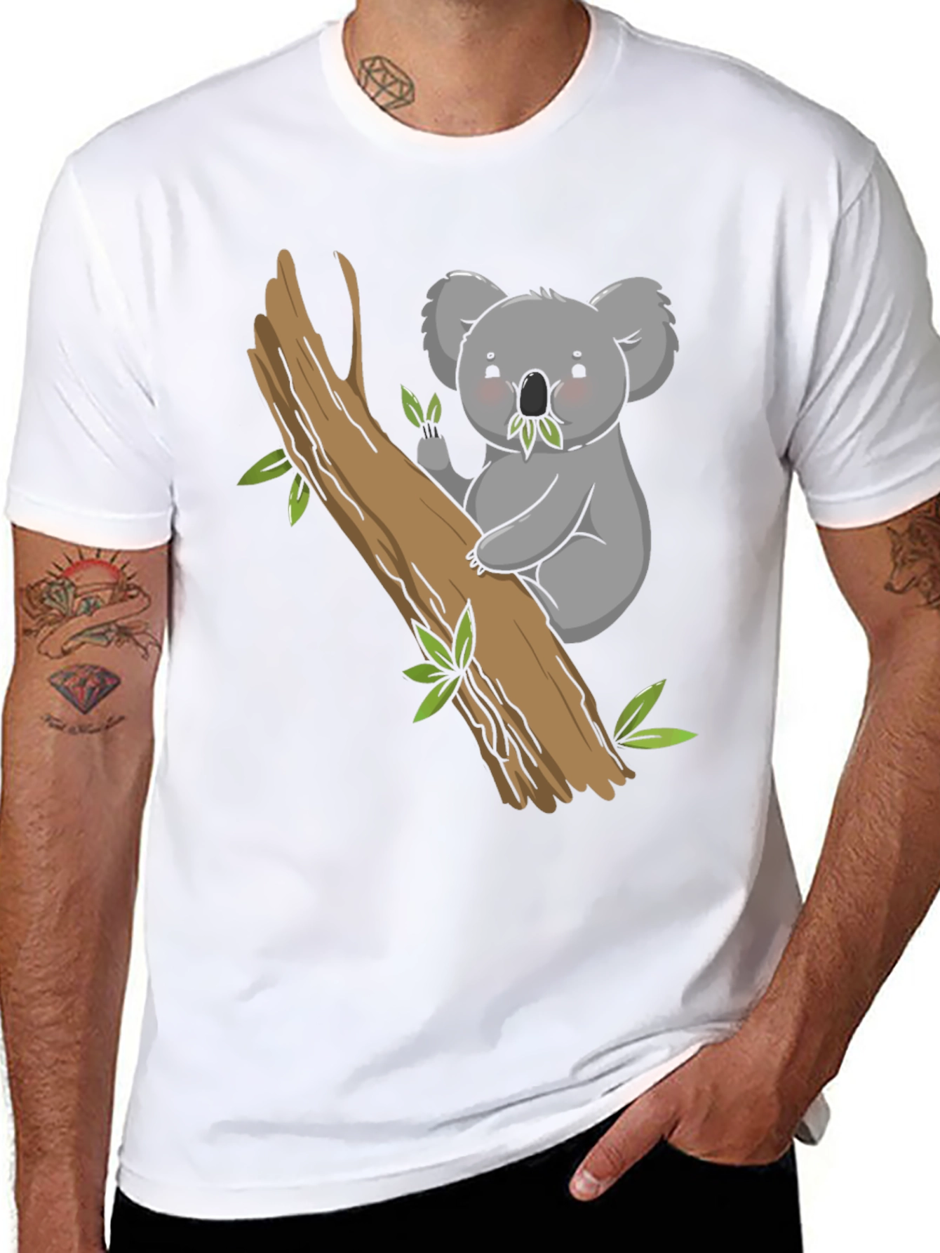 Black Cute Koala Bear Tree T-Shirt view 8