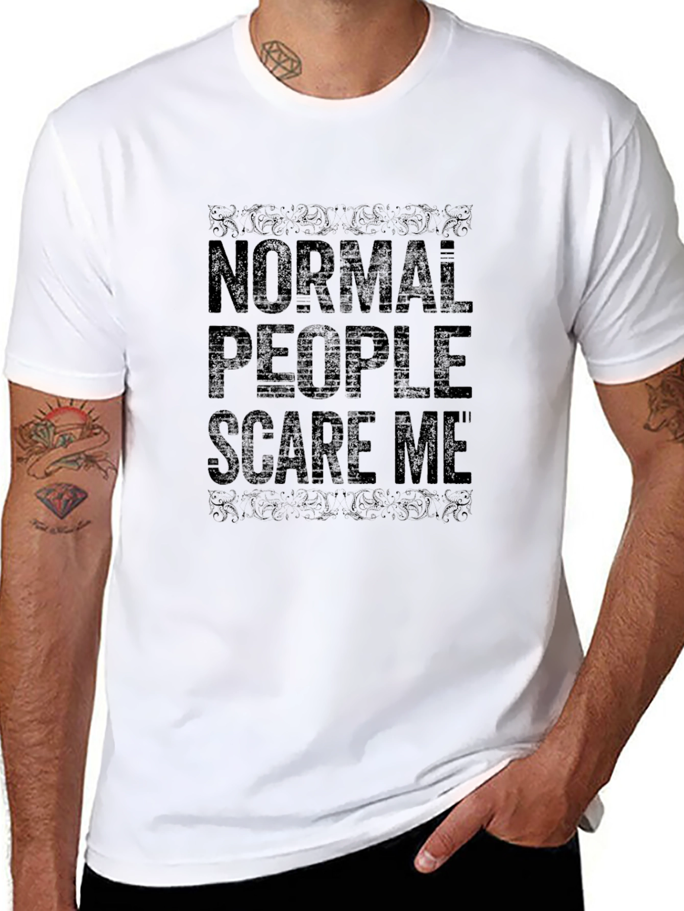 Black Normal People Scare Me T-Shirt - Black view 8