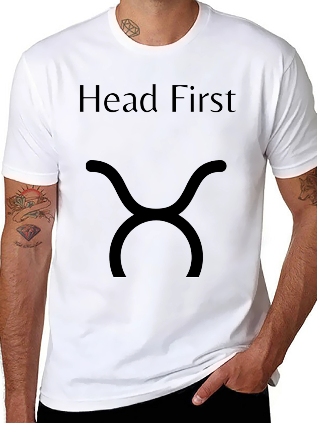 Black Head First Graphic Tee - Soft Cotton Blend view 8
