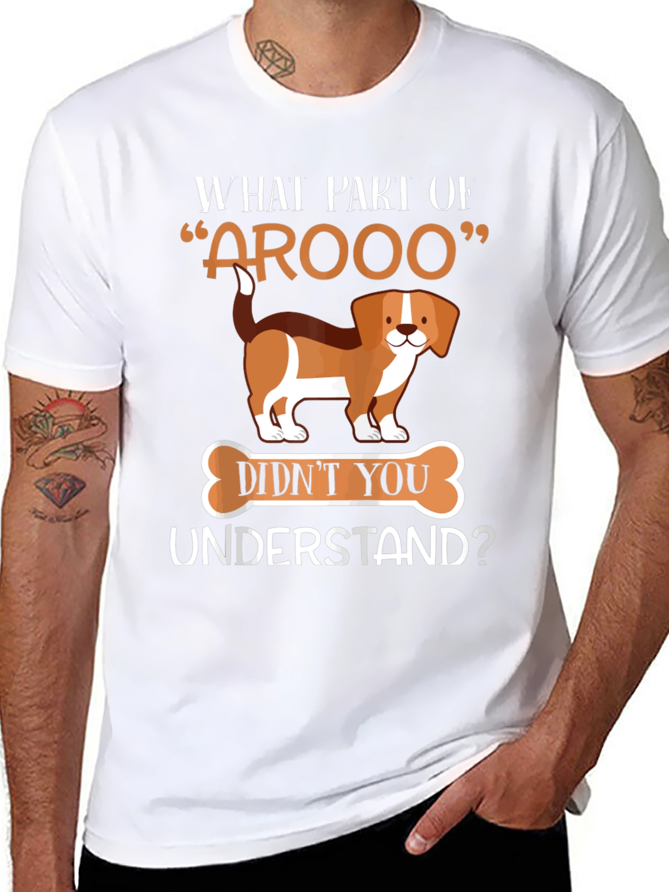 Black Funny "Arooo" Dog Lover T-Shirt view 8
