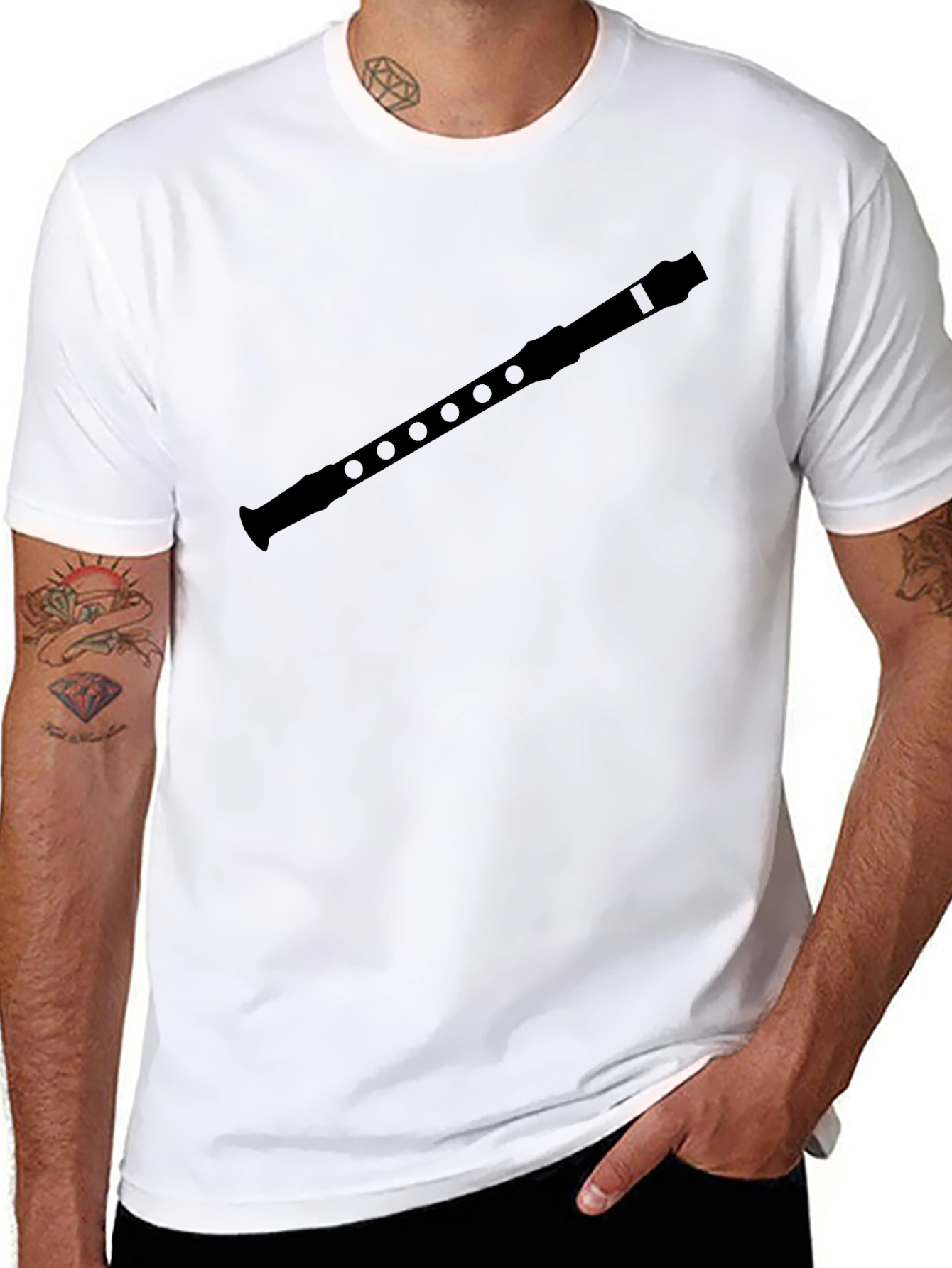 Black Recorder Graphic Tee - Music Lover Shirt view 8