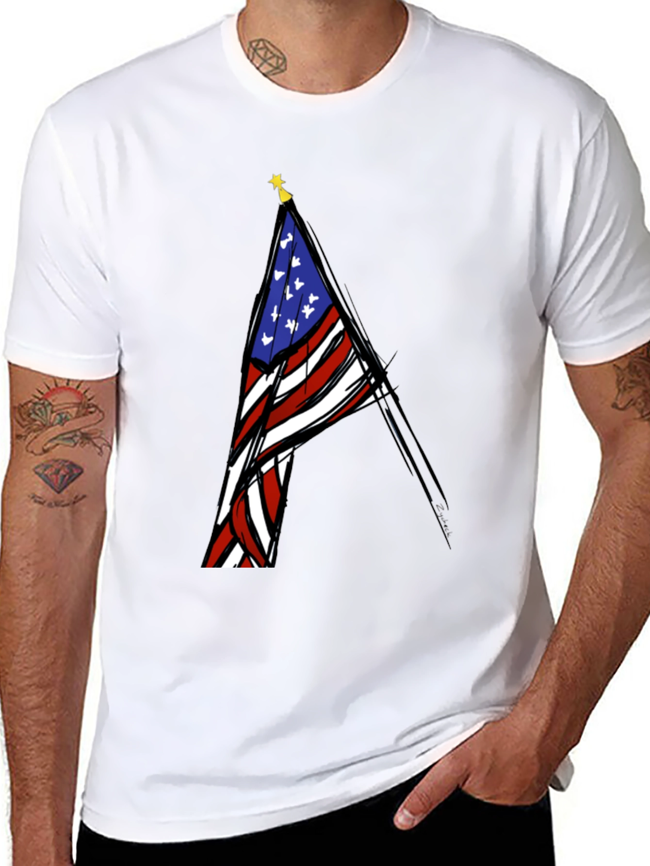 Black USA Flag Graphic T-Shirt - Patriotic Fashion view 8