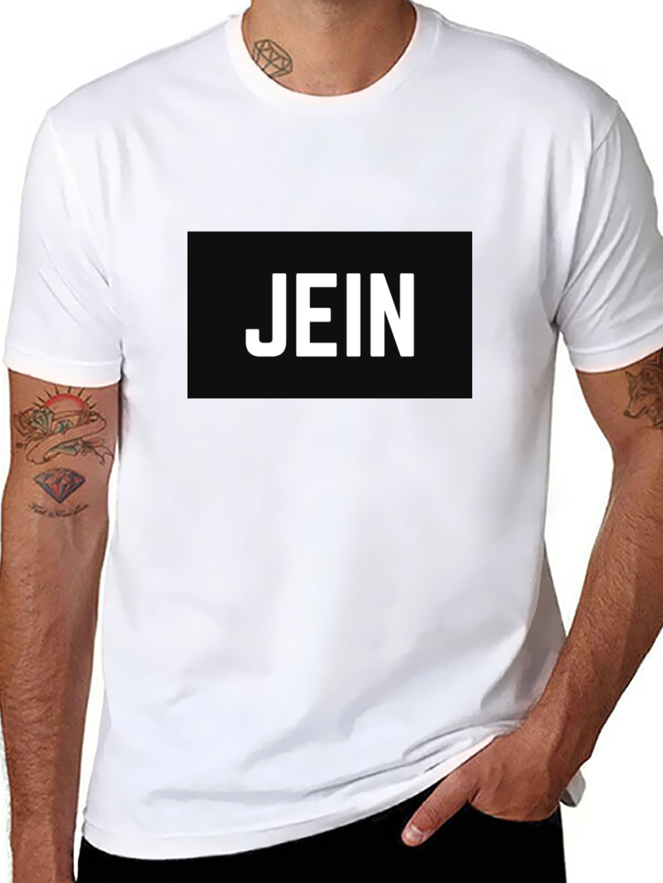 Black Black T-Shirt - 'JEIN' Graphic Print view 8