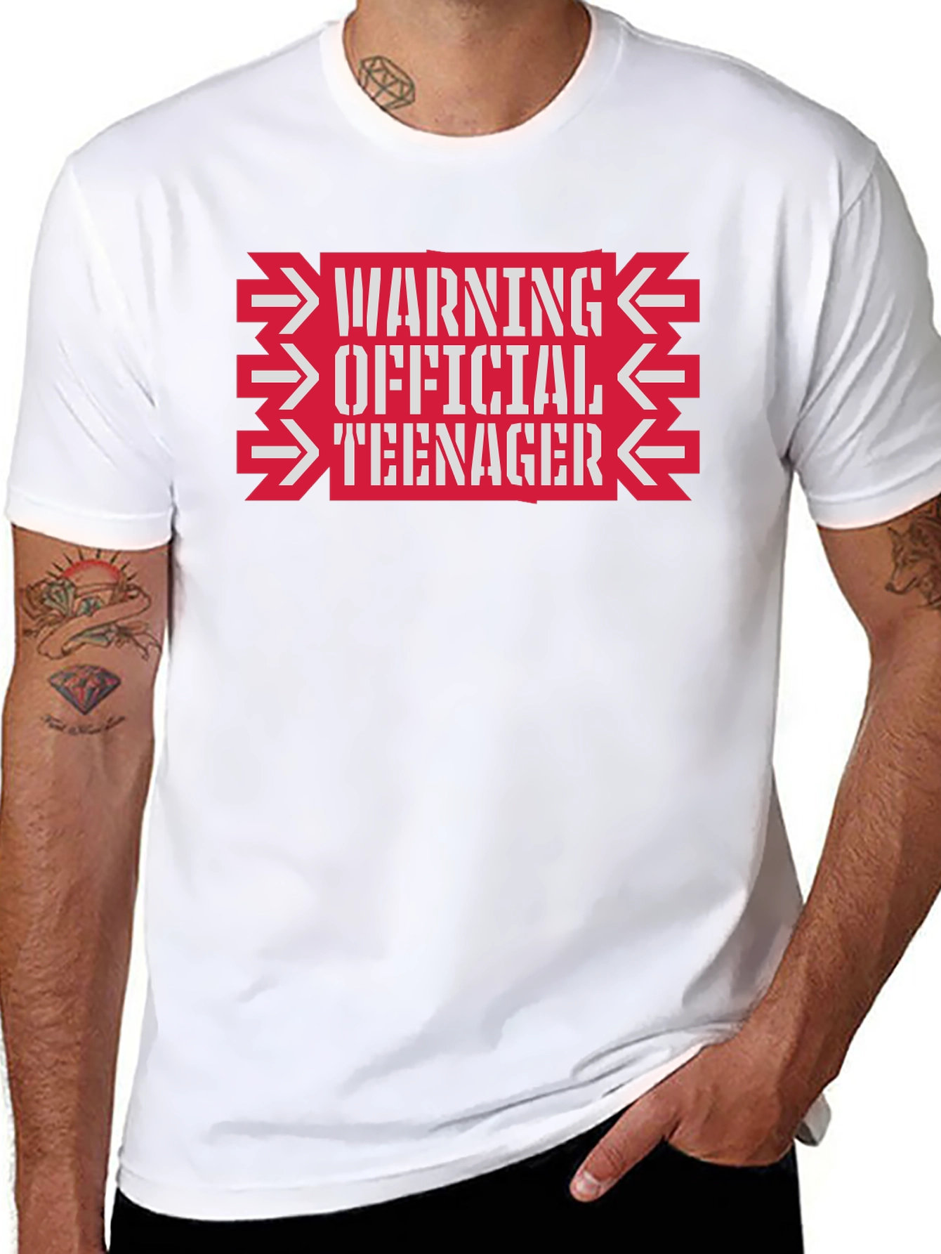 Black Warning Official Teenager Graphic Tee view 8