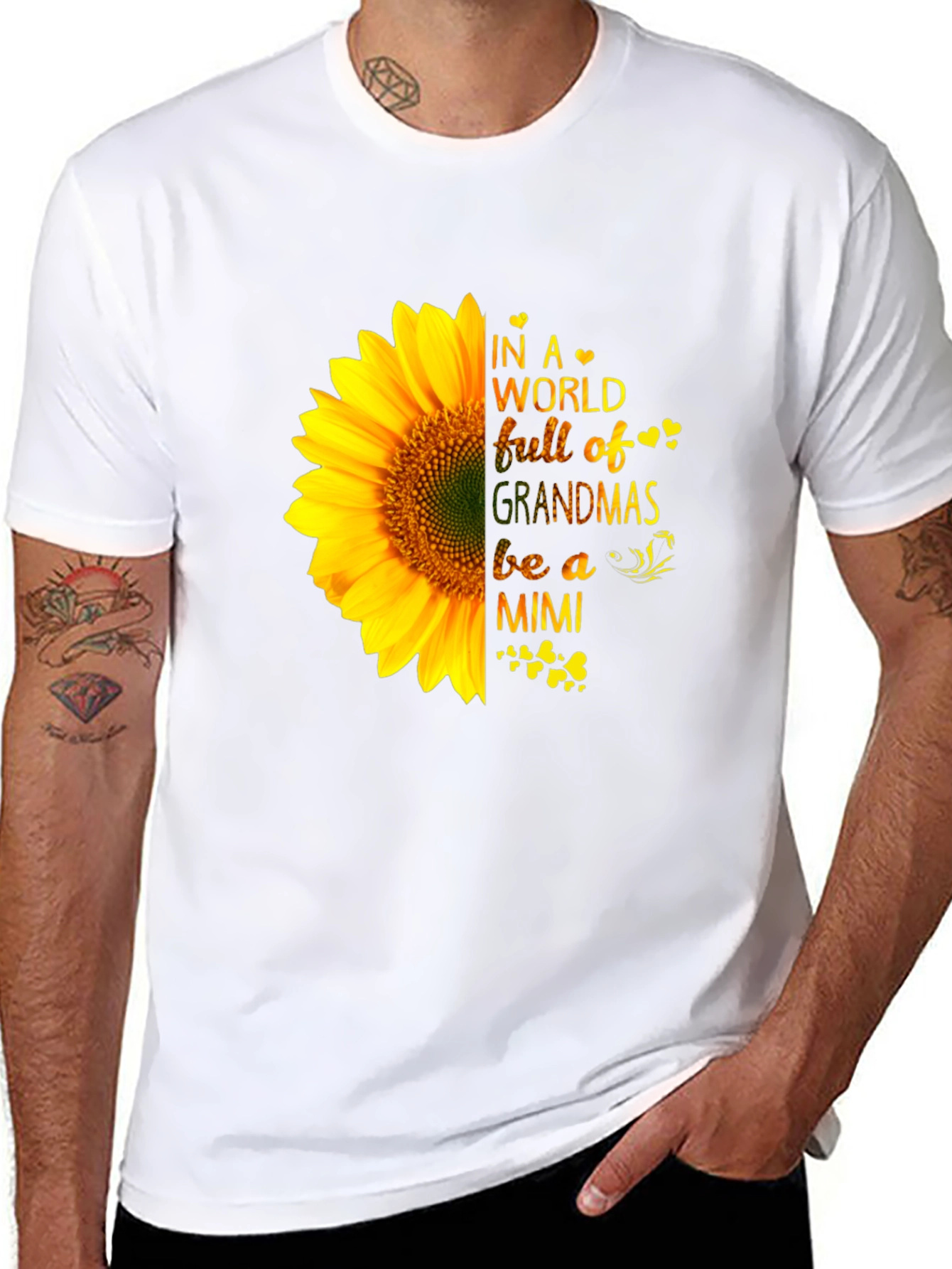 Black Sunflower Grandmas Mimi Black T-Shirt view 8