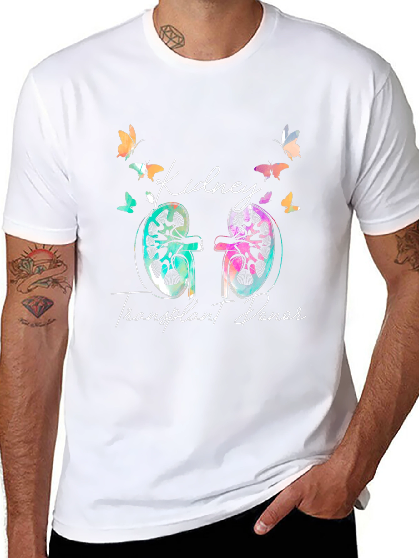 Black Kidney Transplant Donor T-Shirt Butterfly Design view 8