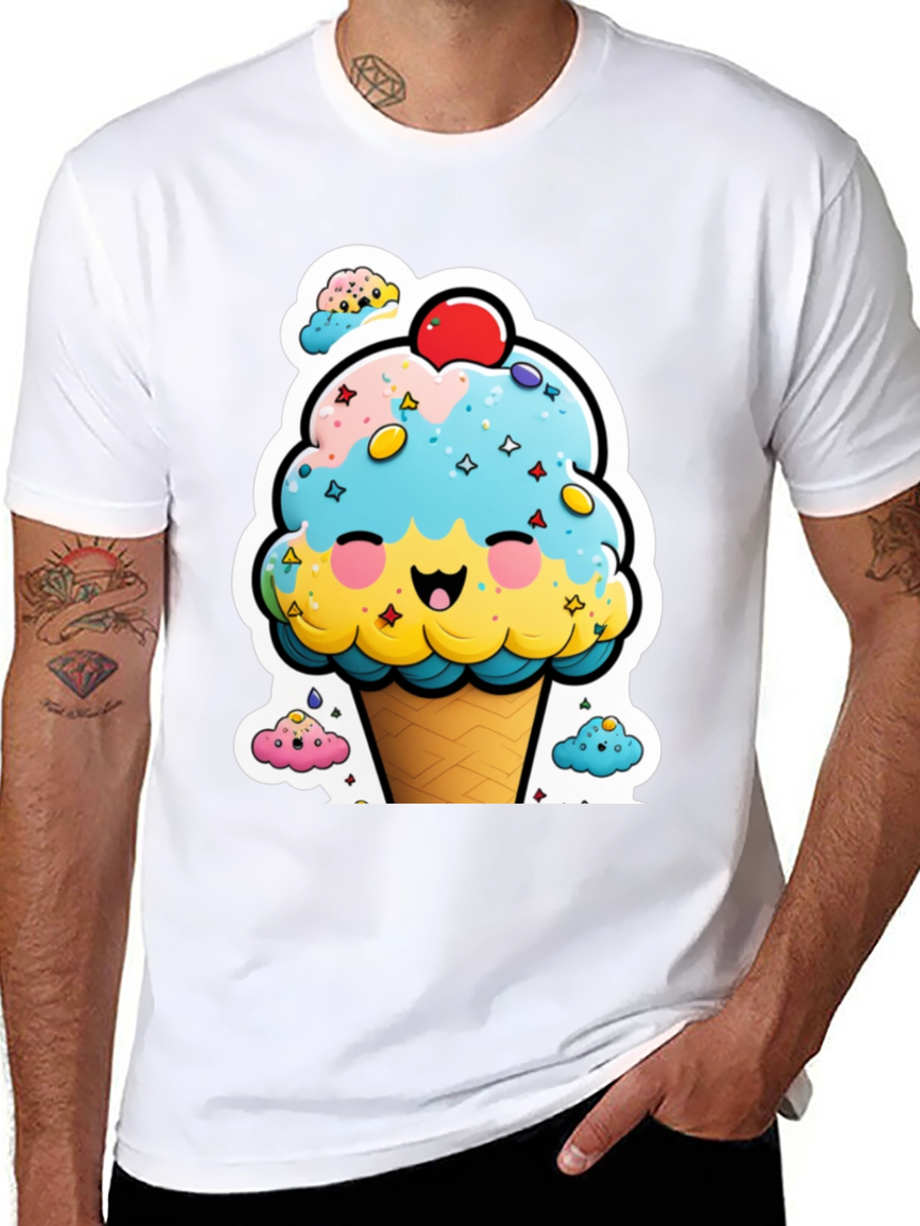 Black Cute Ice Cream Cone Graphic Tee view 8