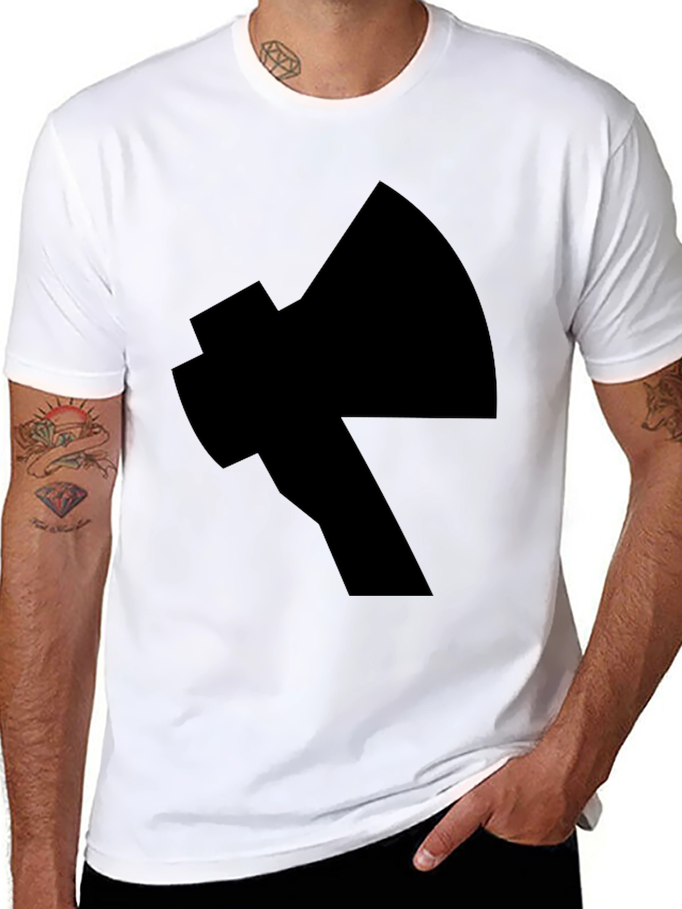 Black Axe Graphic Print Black T-Shirt view 8