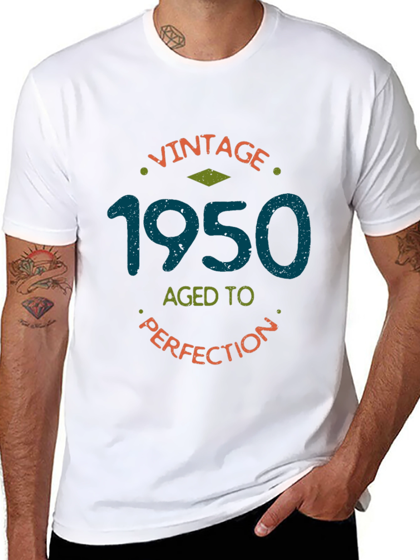 Black Vintage 1950 Aged to Perfection Black T-Shirt view 8