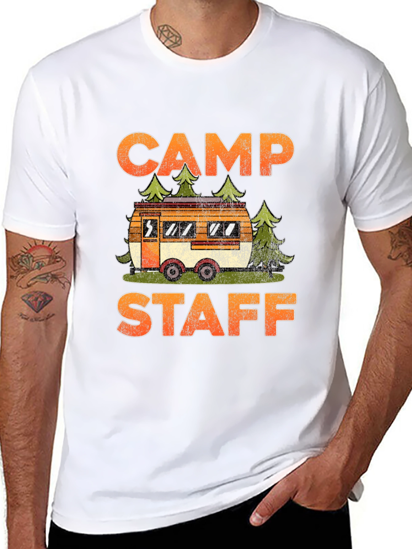 Black Camp Staff Graphic Tee - Camping Adventure T-Shirt view 8
