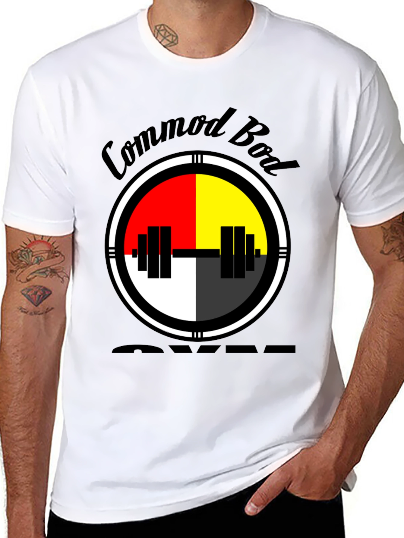Black Commod Bod Gym T-Shirt - Unique Design view 8