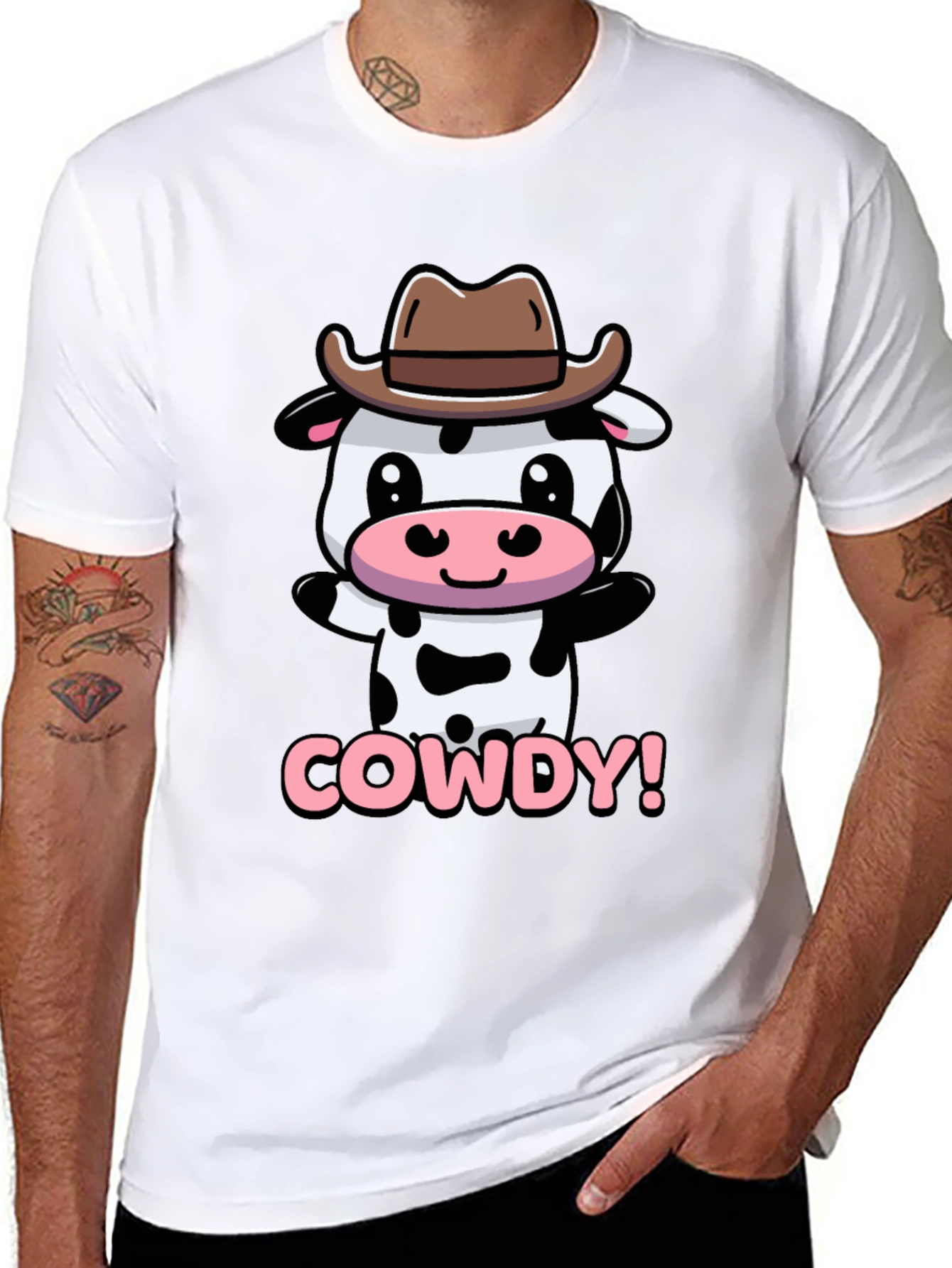Black Cute Cowdy Cowboy Cow T-Shirt view 8