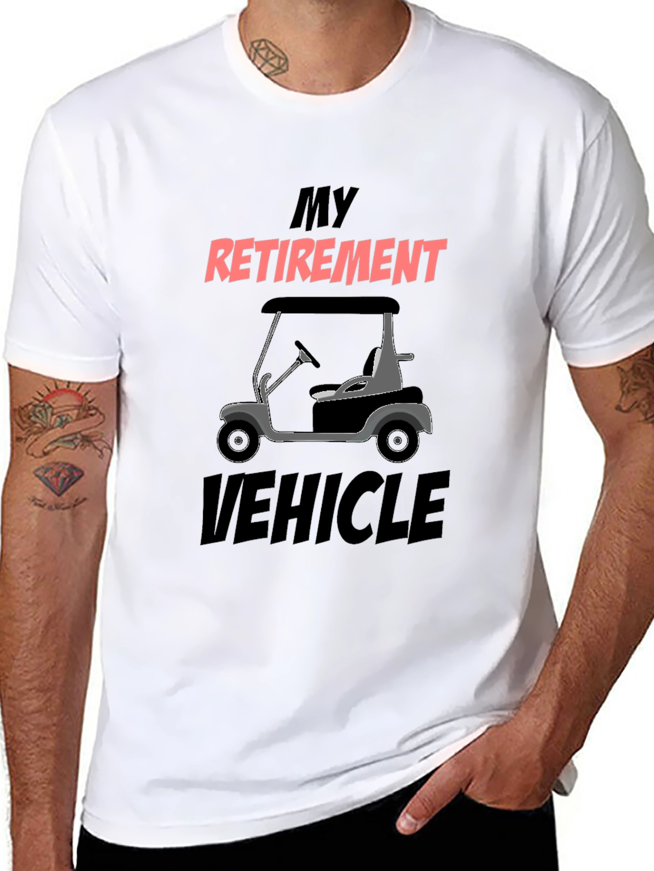 Black Retirement Vehicle Golf Cart Graphic Tee view 8