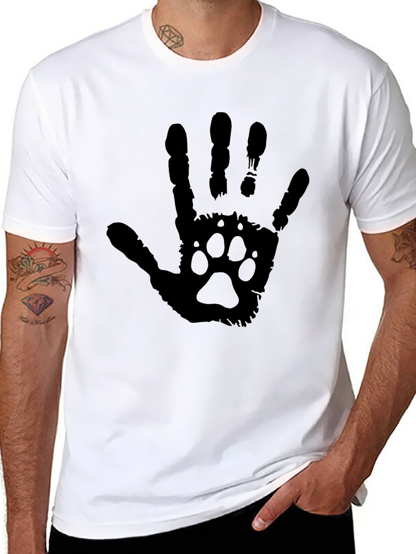 Black Paw Print Hand T-Shirt - Black view 8