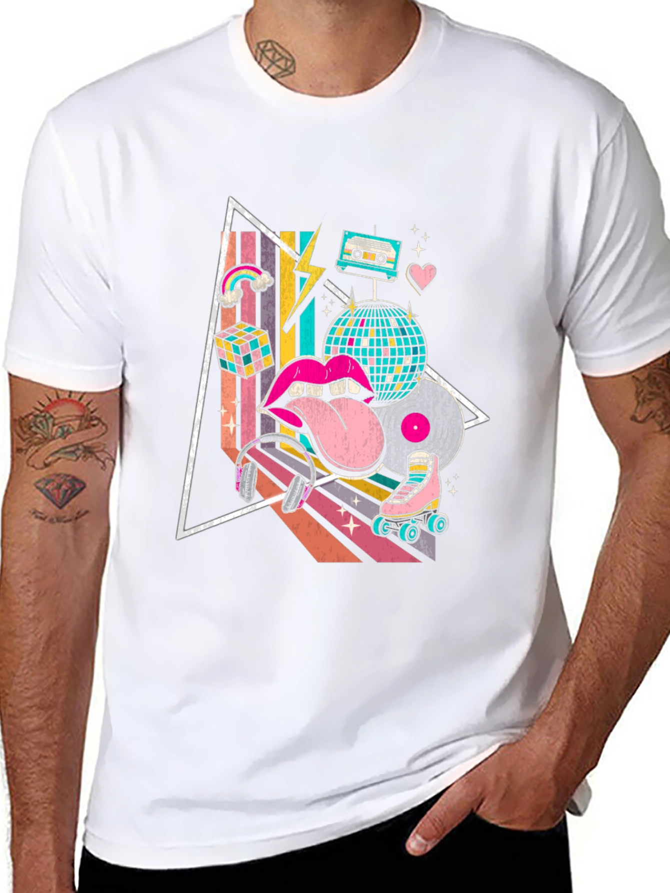 Black Retro 80s Style Graphic T-Shirt view 8