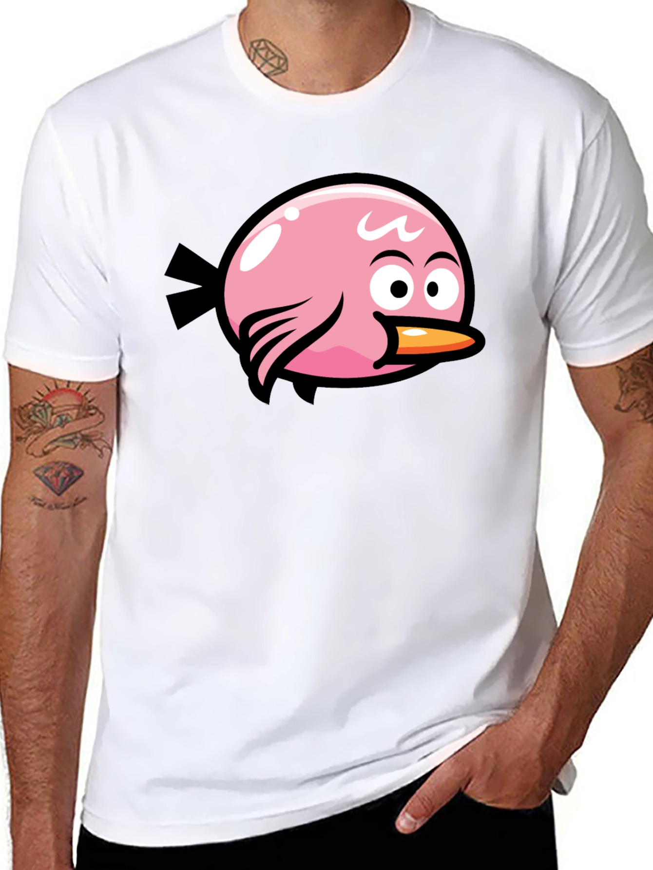 Angry Birds Pink Bird Black T-Shirt - 8