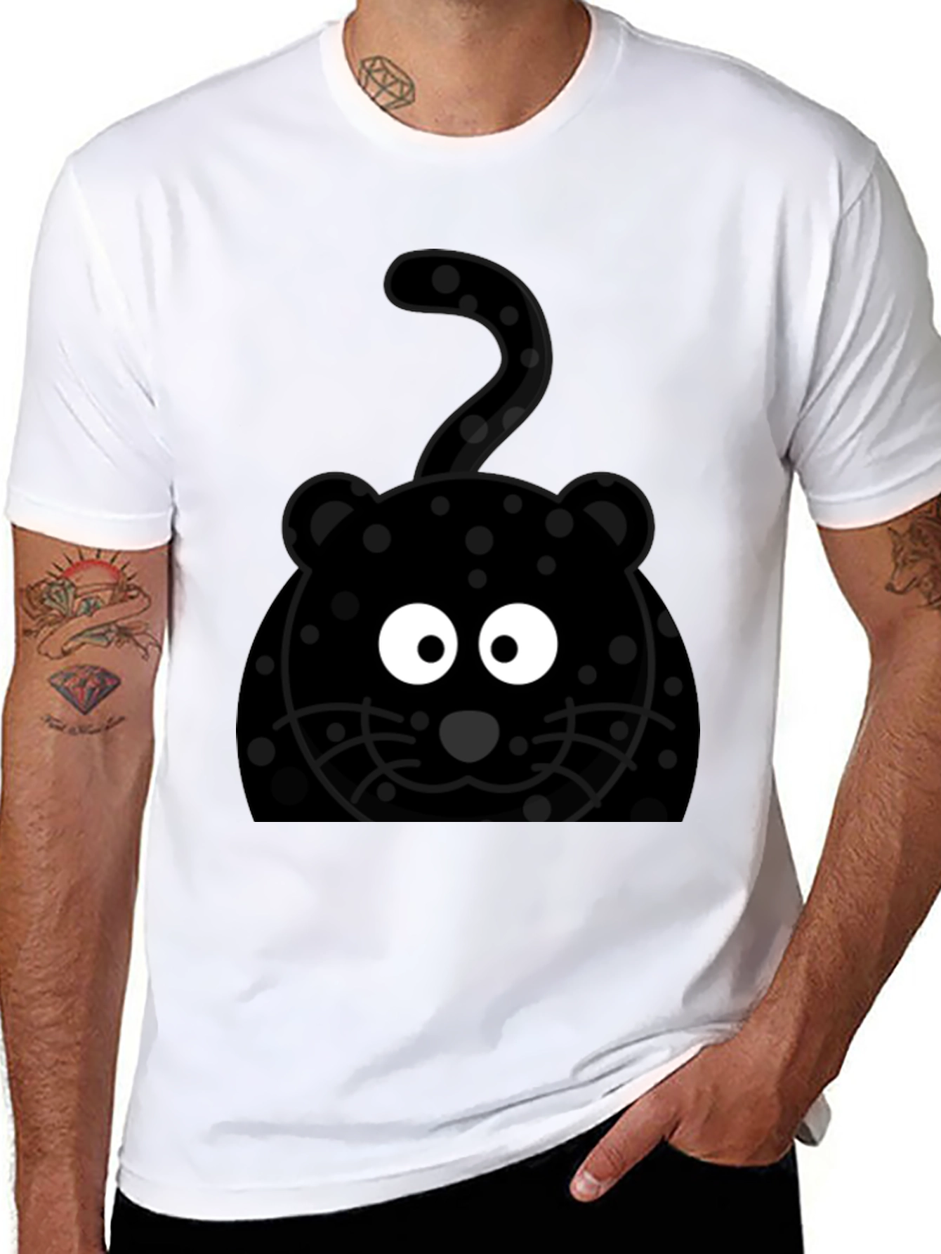 Black Fun Black Cat T-Shirt - Whimsical Design view 8