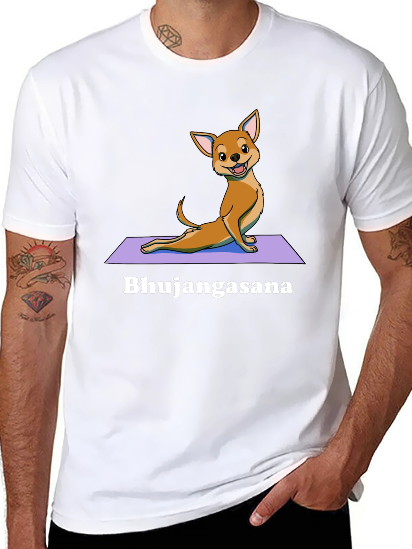 Black Yoga Dog T-Shirt - Bhujangasana Cobra Pose Tee view 8