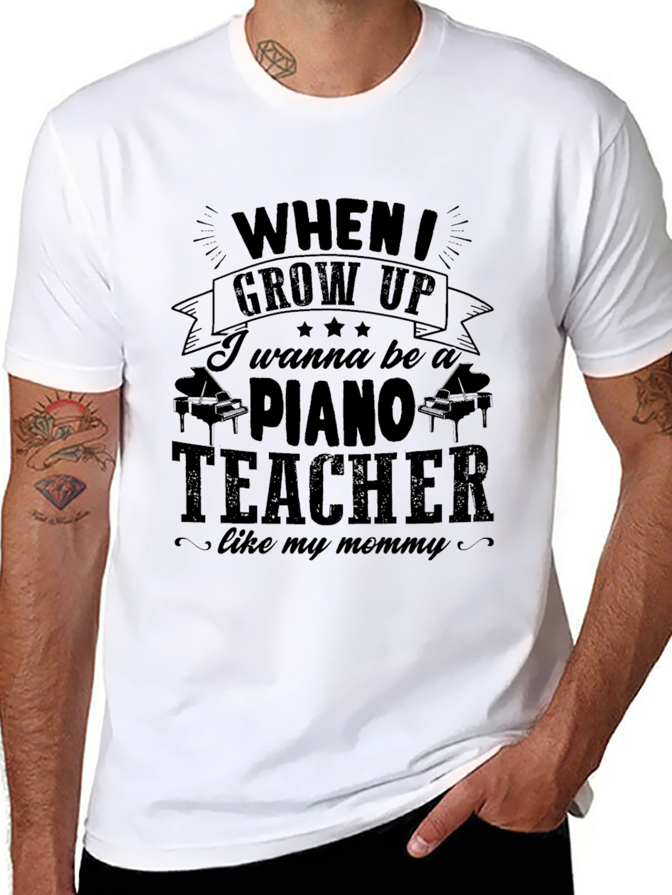 Black Piano Teacher Mommy Like T-Shirt view 8
