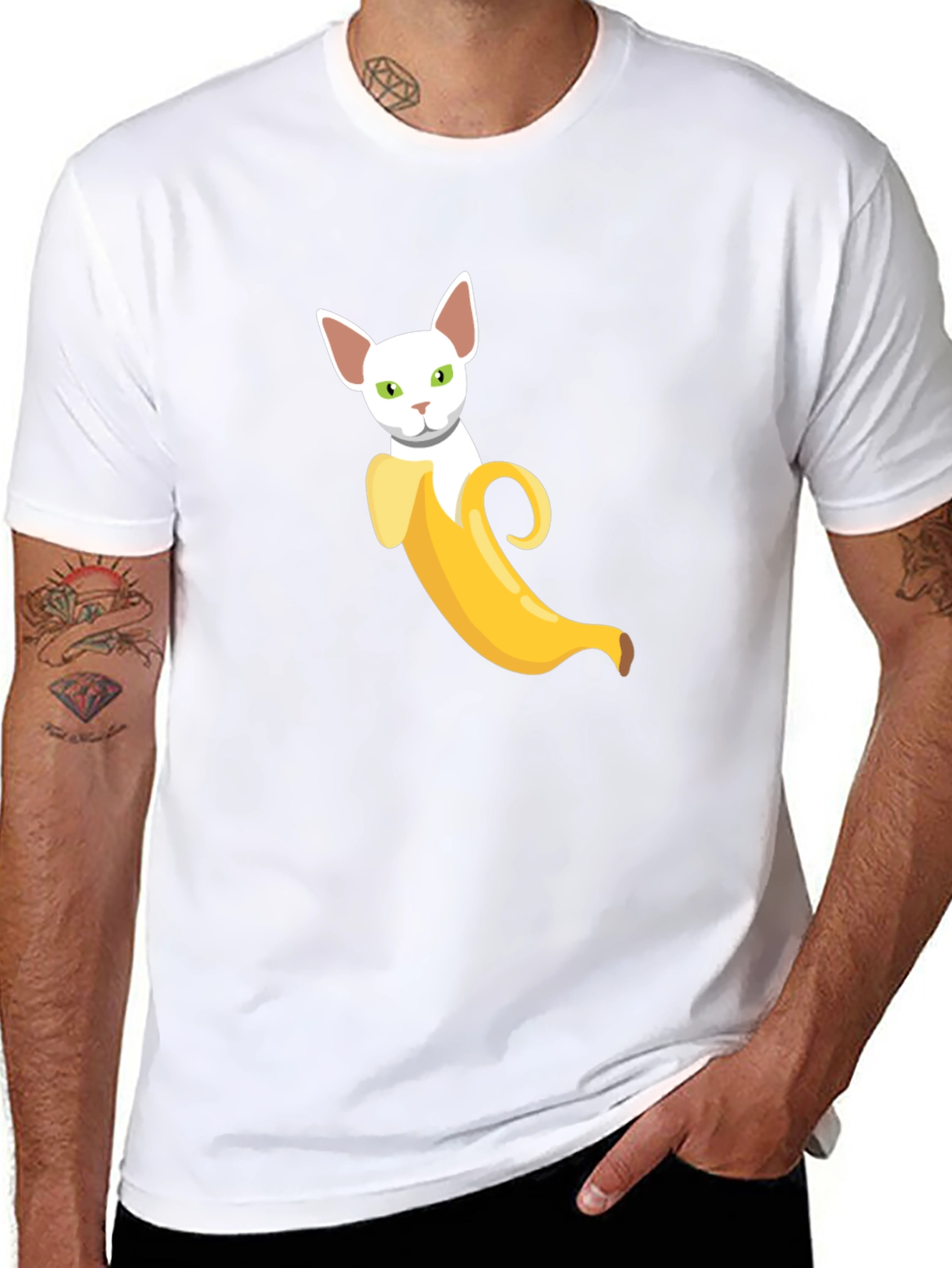 Black Banana Cat Graphic Tee - Quirky, Comfy view 8