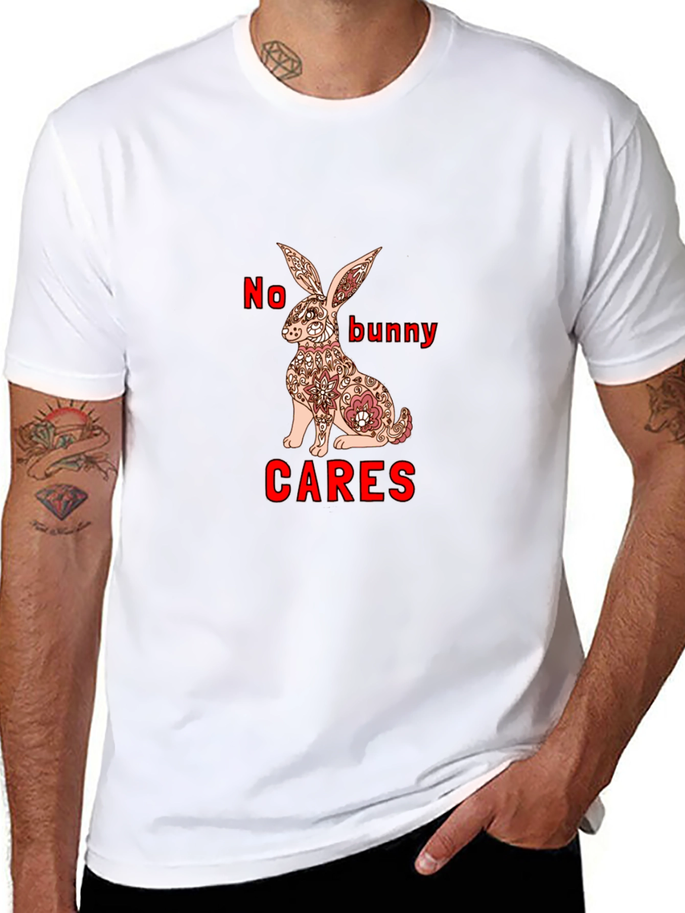 Black No Bunny Cares Black Graphic Tee view 8