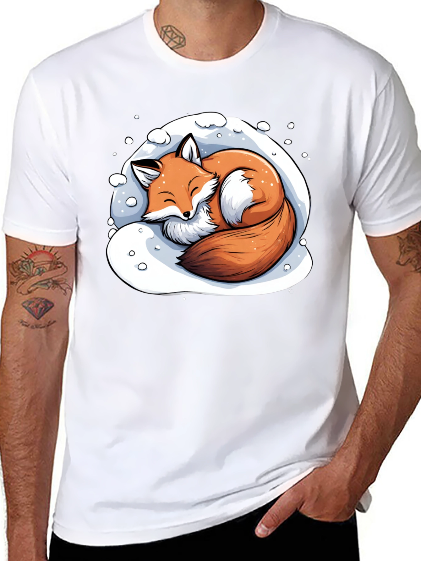 Black Cozy Fox Graphic T-Shirt - Soft & Stylish view 8