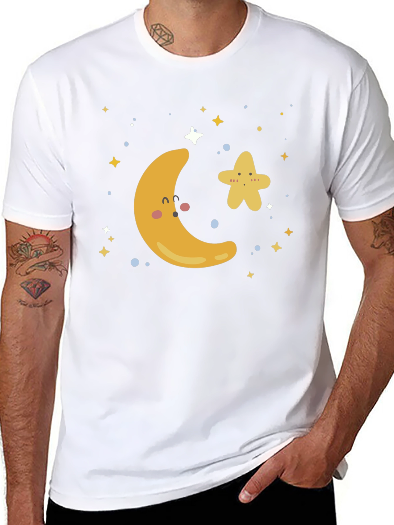 Black Cute Moon & Star Graphic T-Shirt view 8