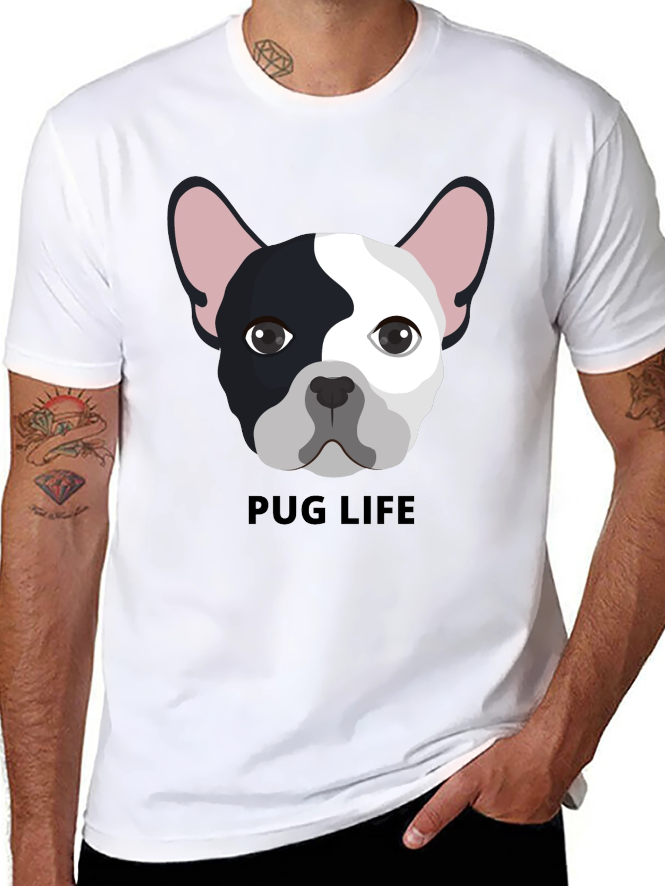 Black Pug Life Graphic Tee - Black Cotton T-Shirt view 8