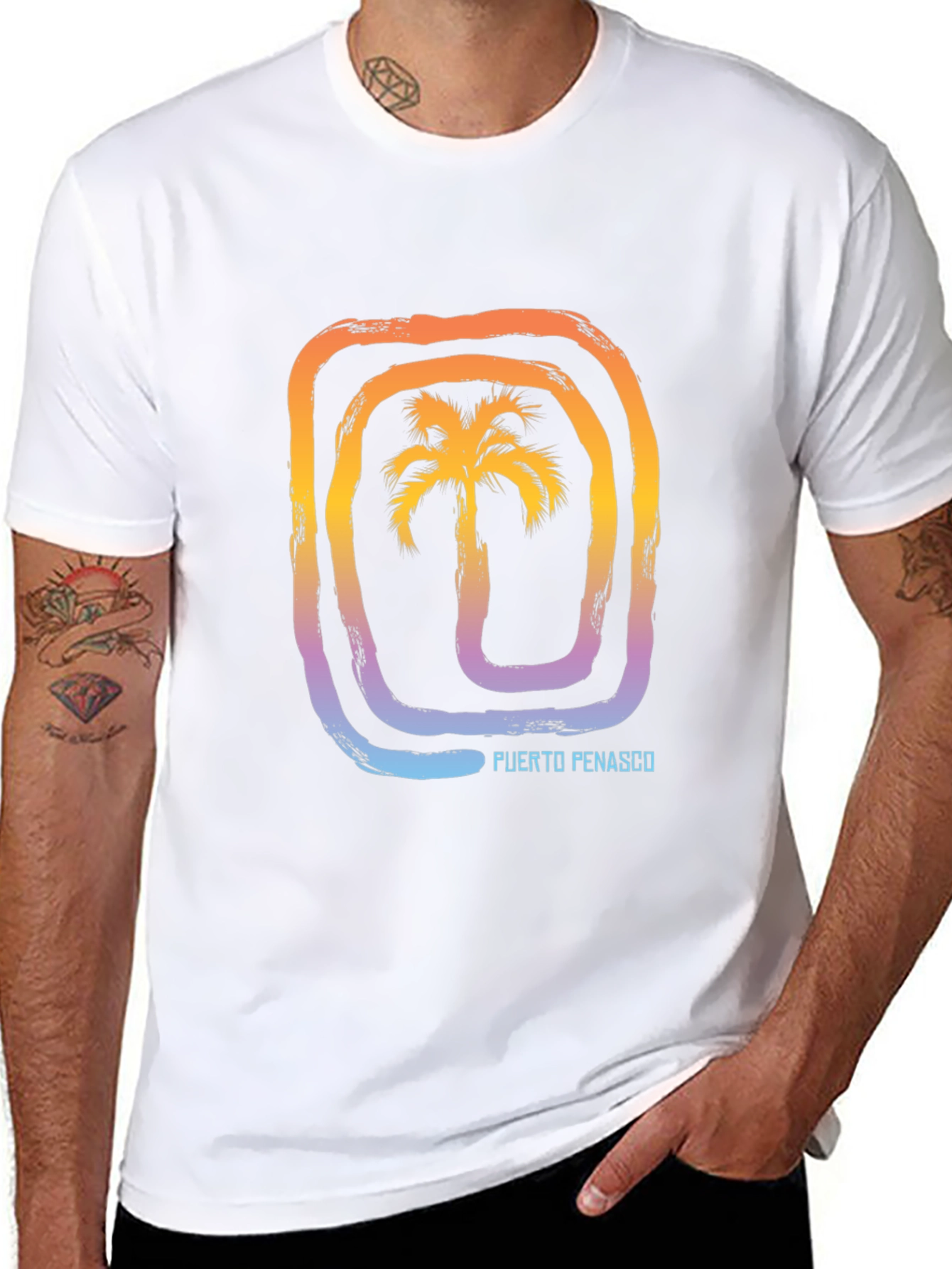 Black Puerto Penasco Palm Graphic Tee view 8