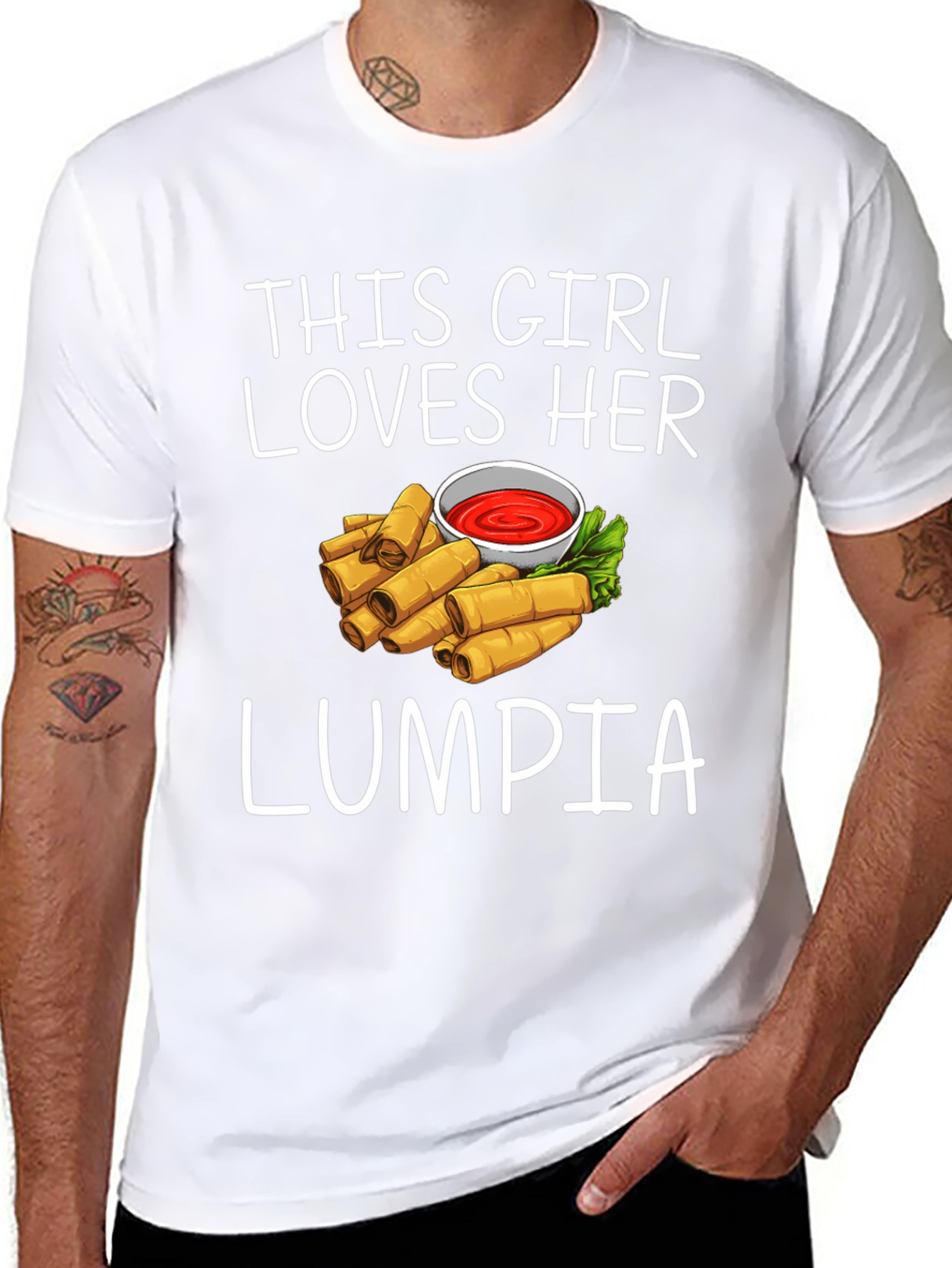 Black Funny Lumpia Lover T-Shirt view 8