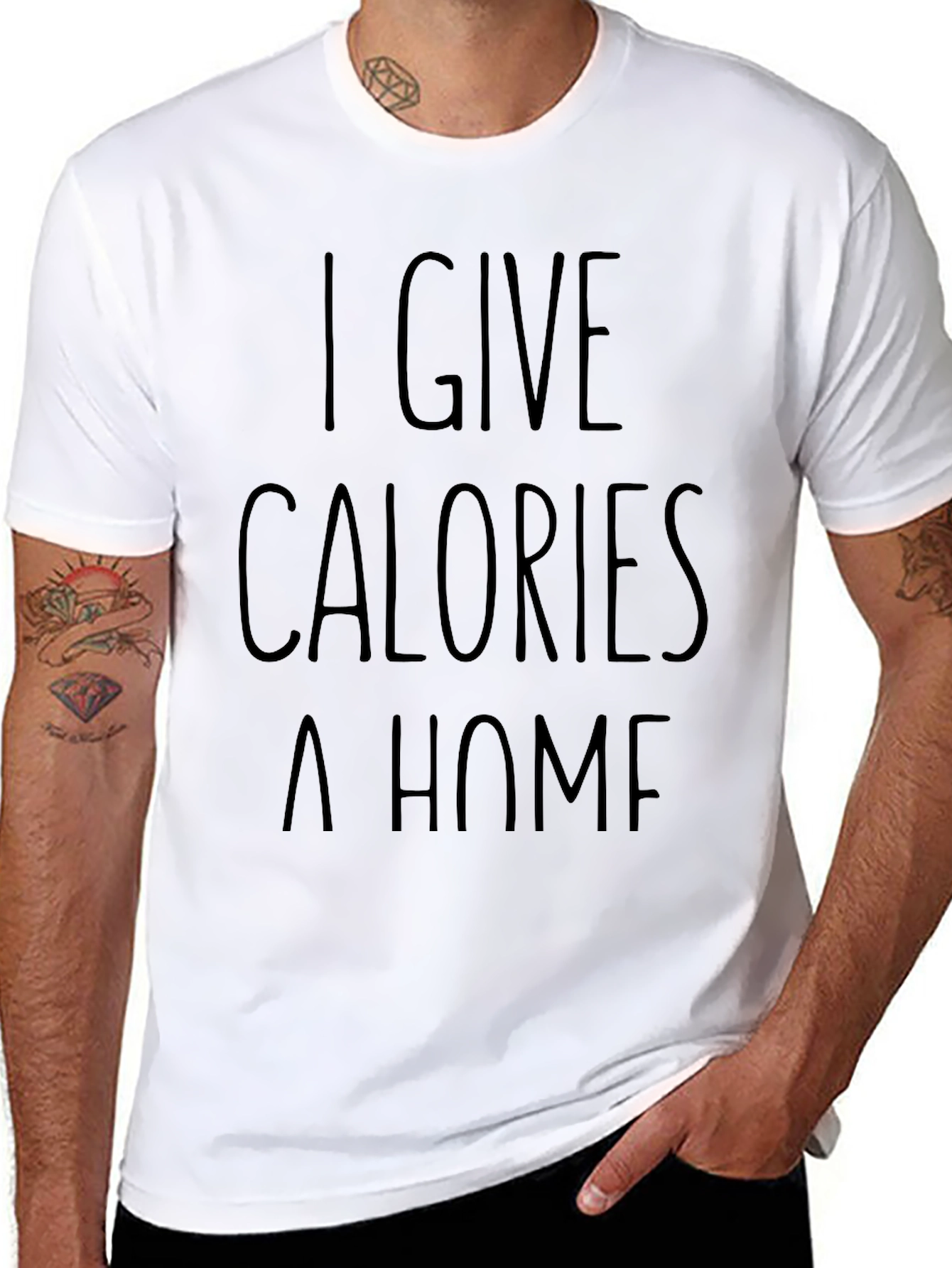 Black I Give Calories A Home Funny Black Graphic T-Shirt view 8