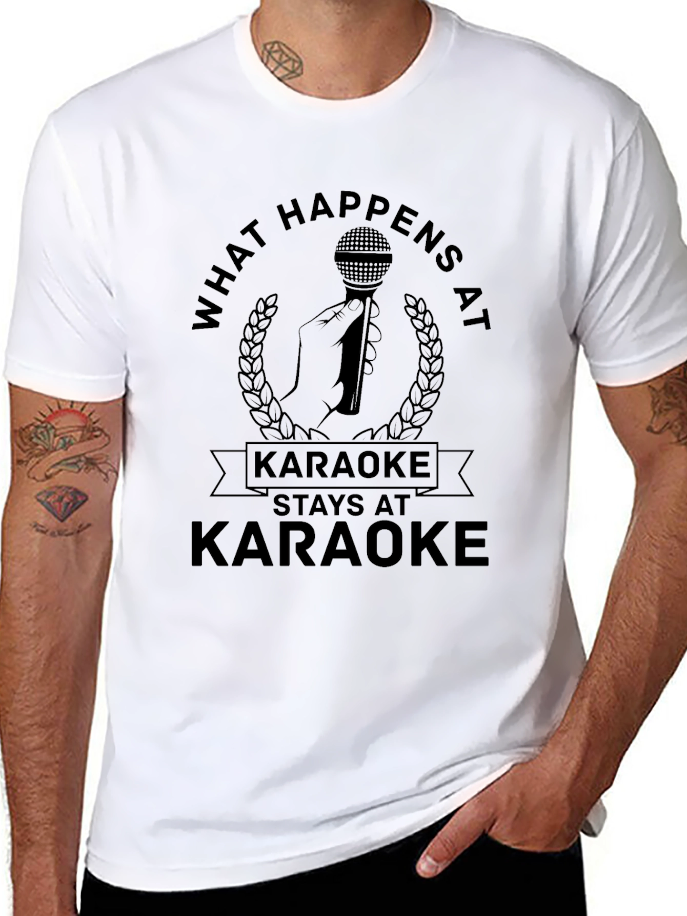 Black Karaoke Saying Black Graphic Tee view 8