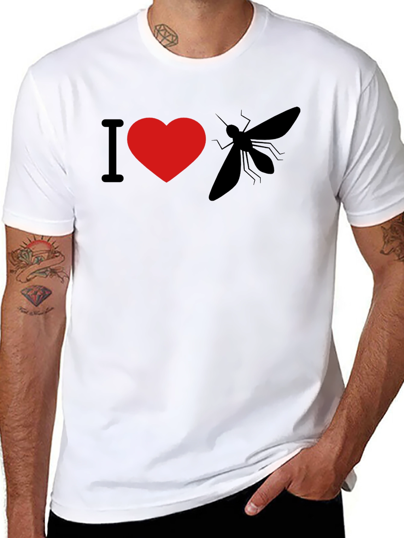 Black I Heart Mosquito T-Shirt - Novelty Graphic Tee view 8