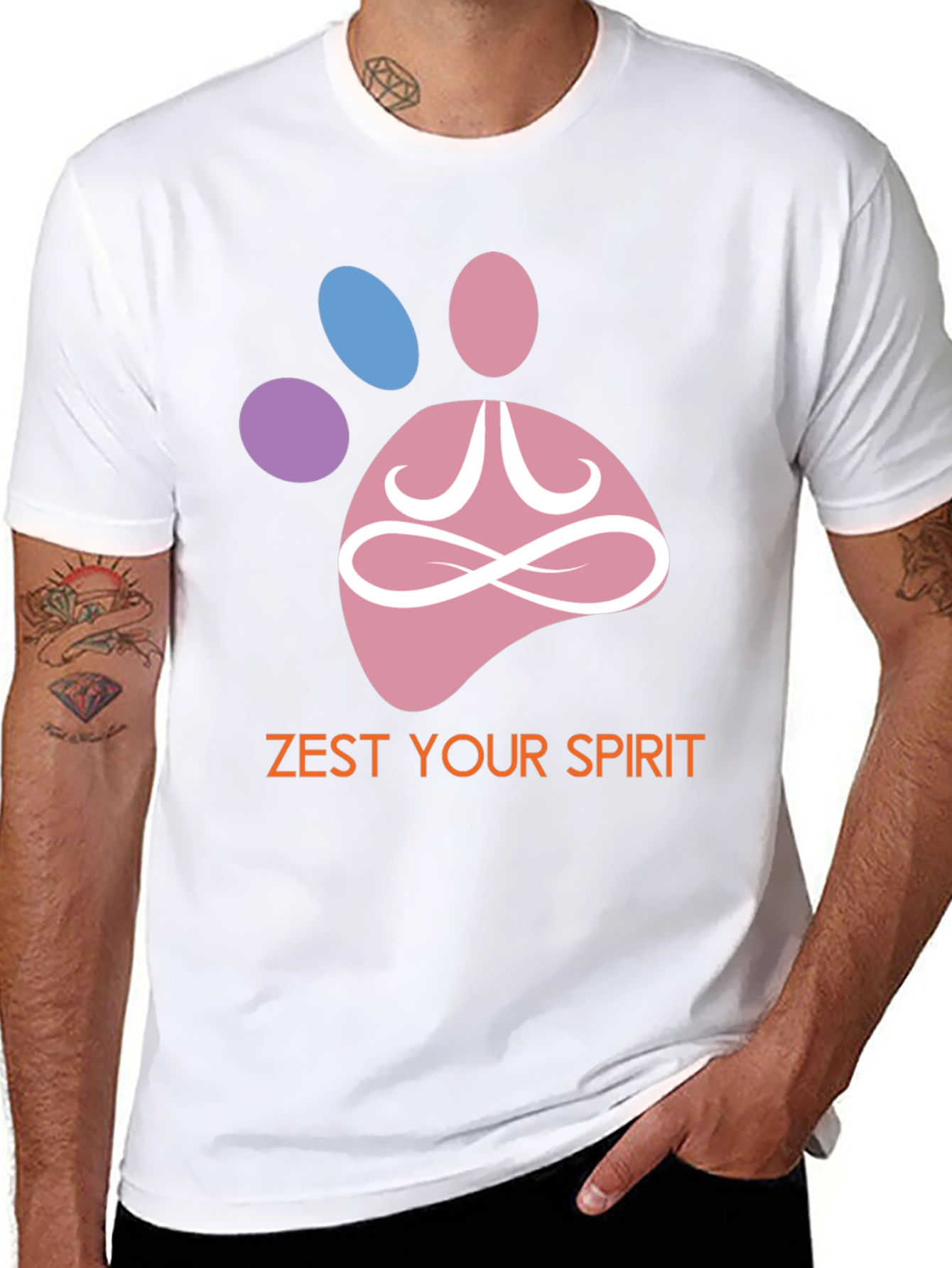 Black Zest Your Spirit T-Shirt - Zen Pet Paw Design view 8
