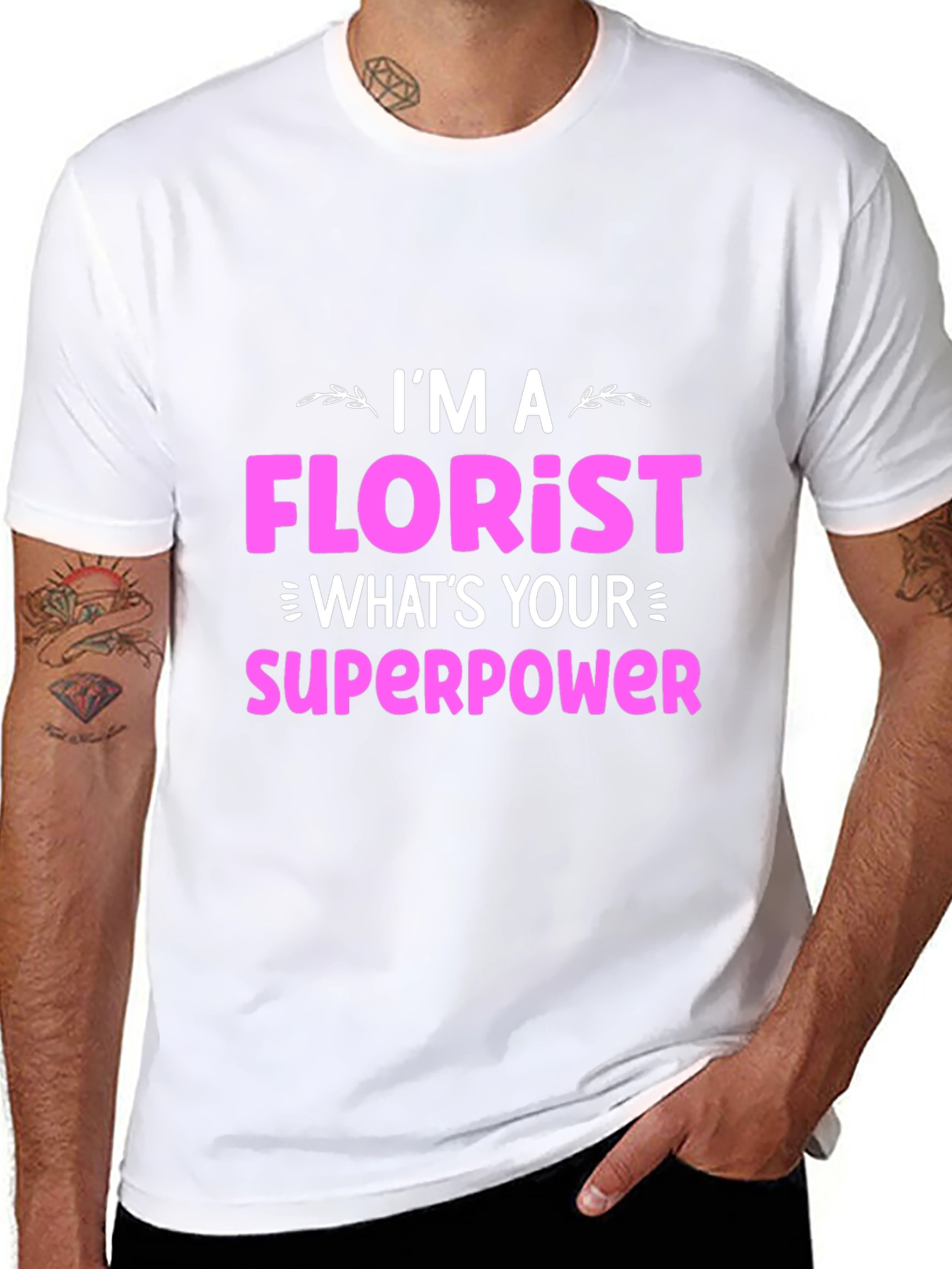 Black Florist Superpower T-Shirt - Funny Floral Design view 8