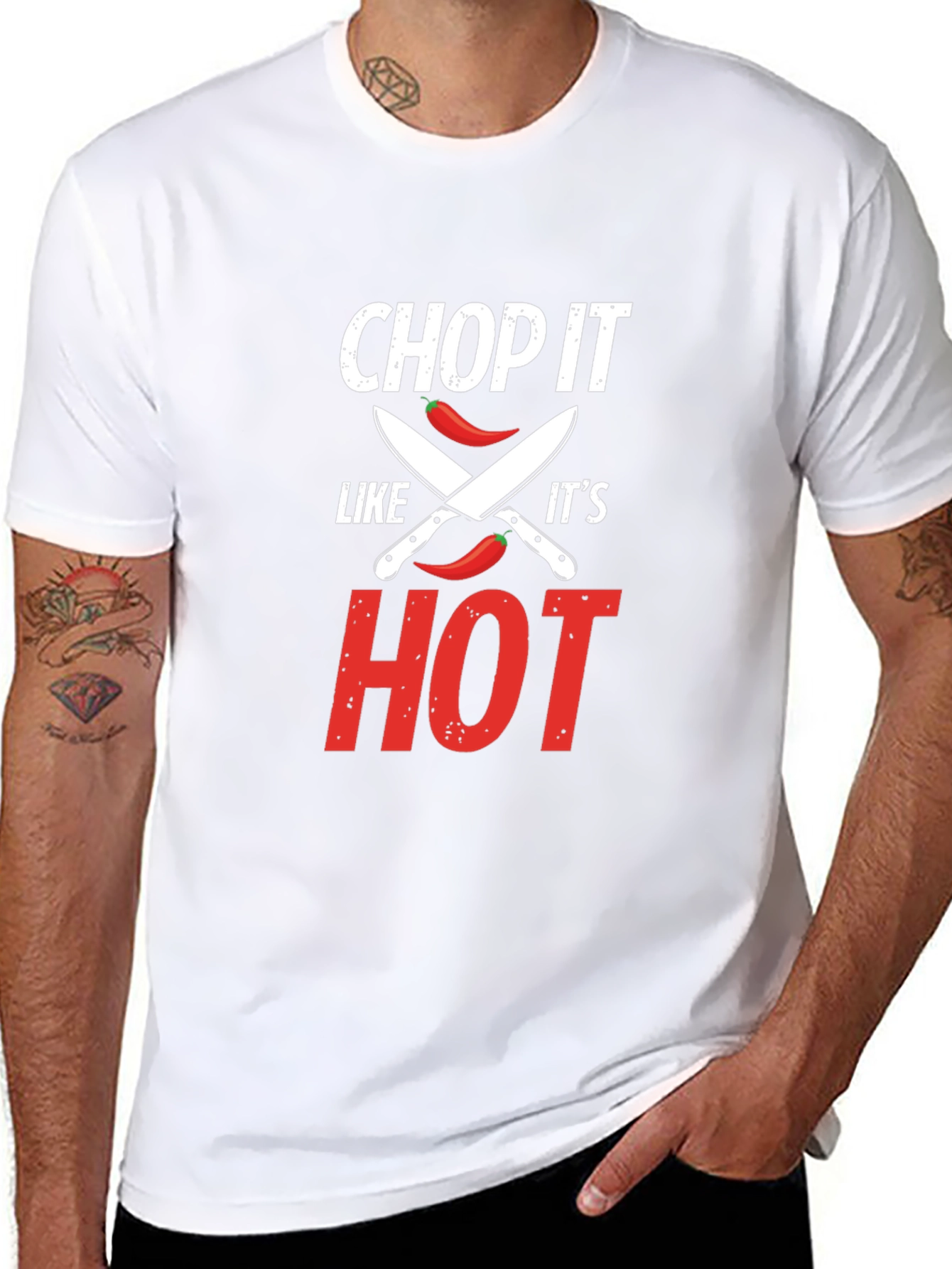 Black Chop It Like It's Hot T-Shirt - Foodie Gift view 8