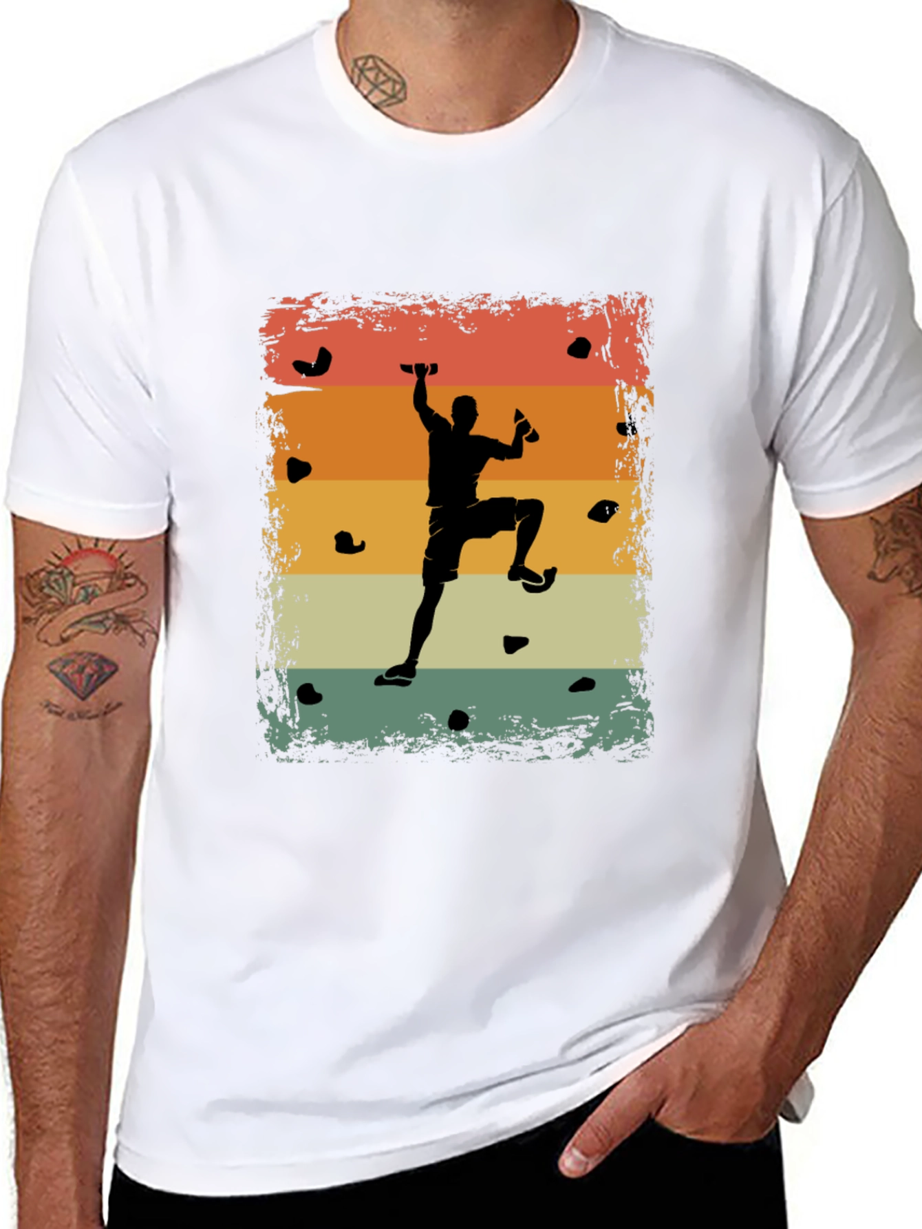 Black Retro Rock Climber T-Shirt - Black view 8