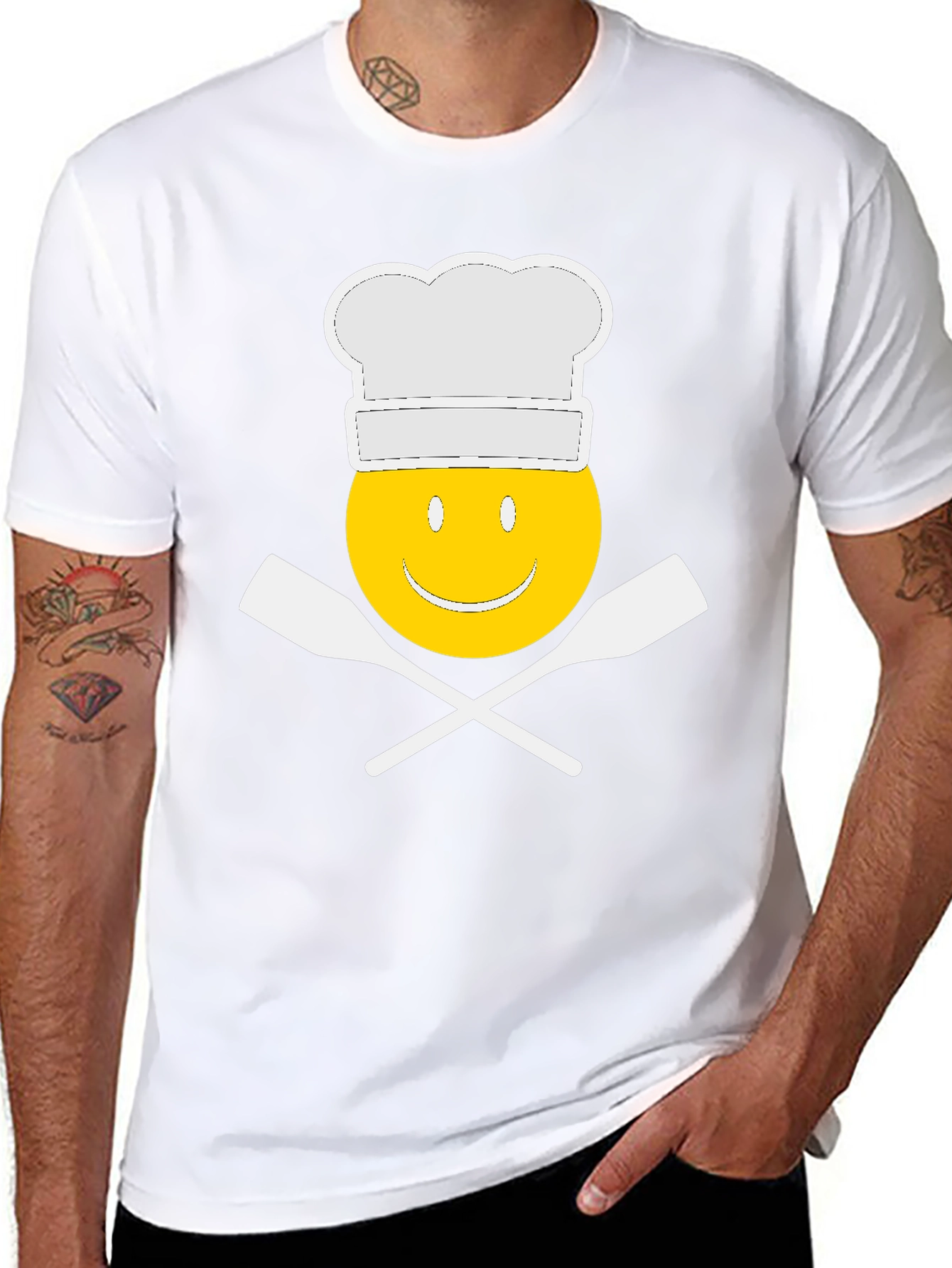 Black Chef Emoji Graphic T-Shirt, Funny Cooking Tee view 8