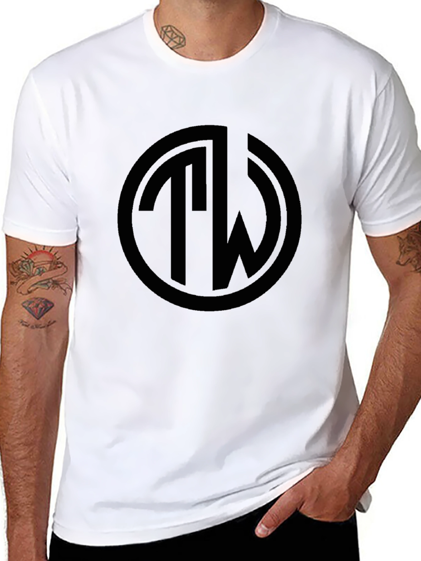 Black Black TW Logo T-Shirt - Stylish Casual Wear view 8