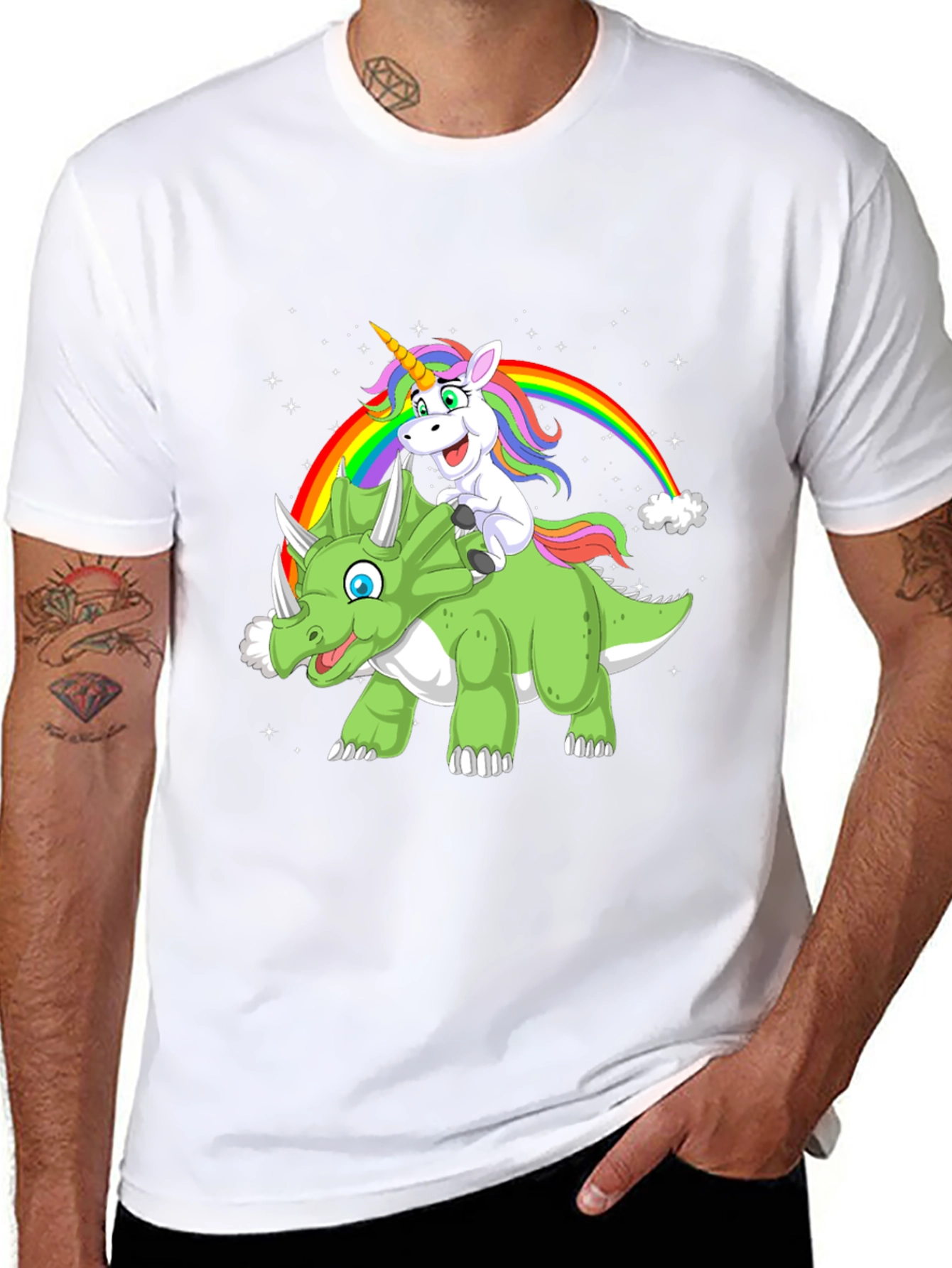 Black Unicorn & Dinosaur Graphic T-Shirt view 8