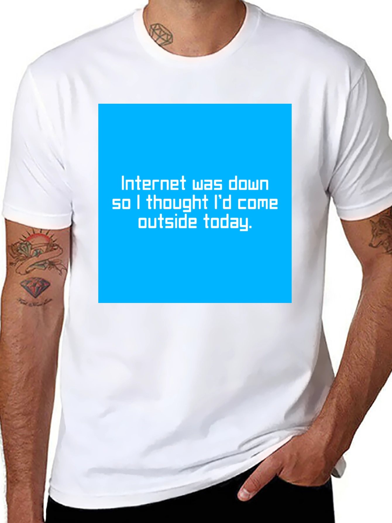 Black Funny "Internet Down" Graphic Tee - Black view 8