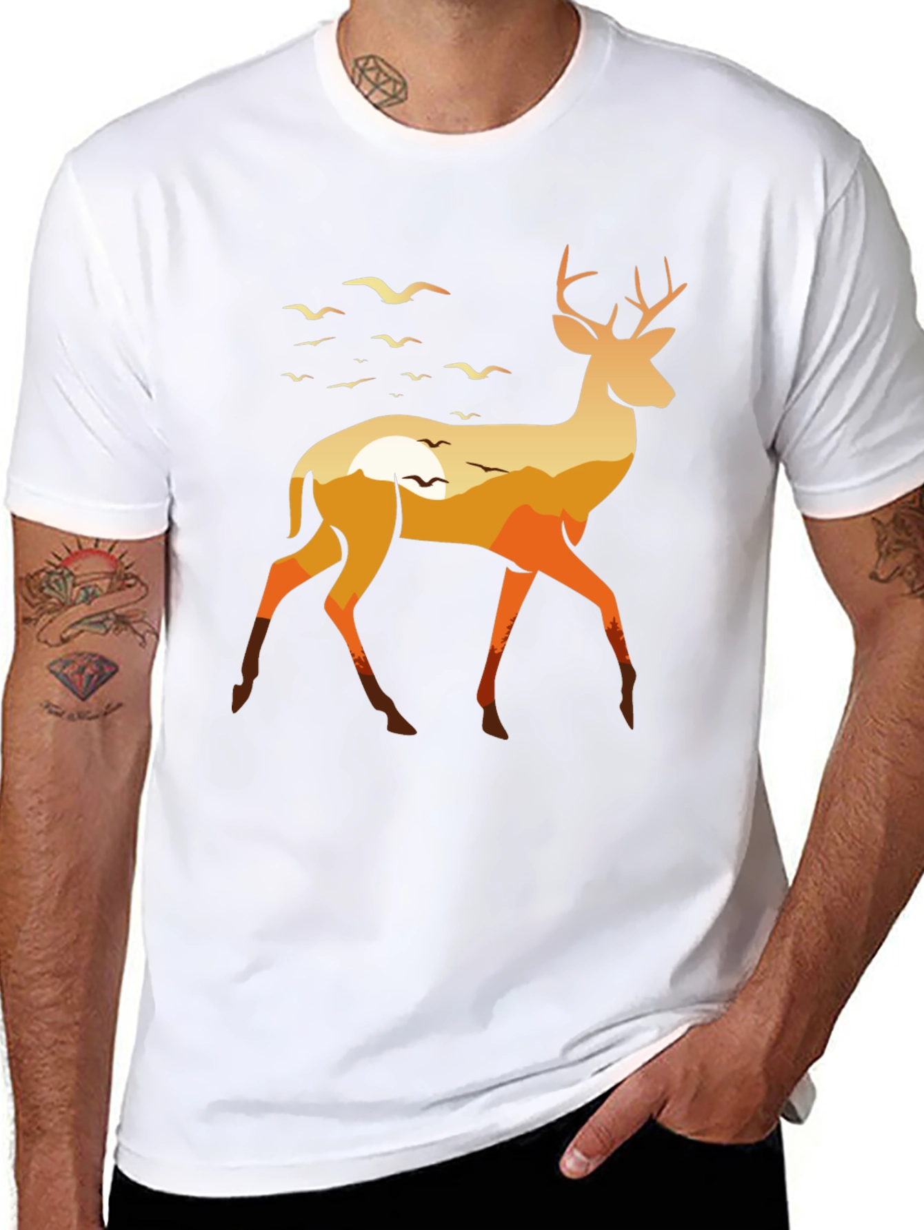 Black Nature Deer Graphic Tee - Stylish & Unique view 8