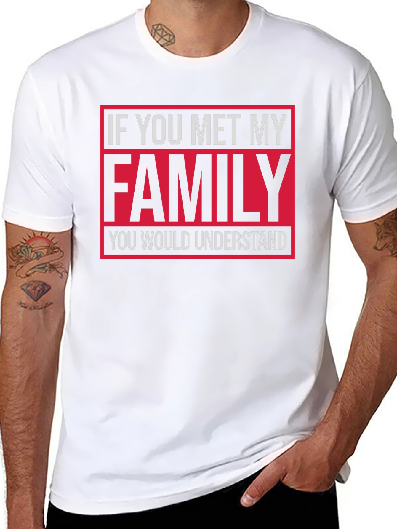 Black Funny Family T-Shirt: "If You Met My Family..." view 8